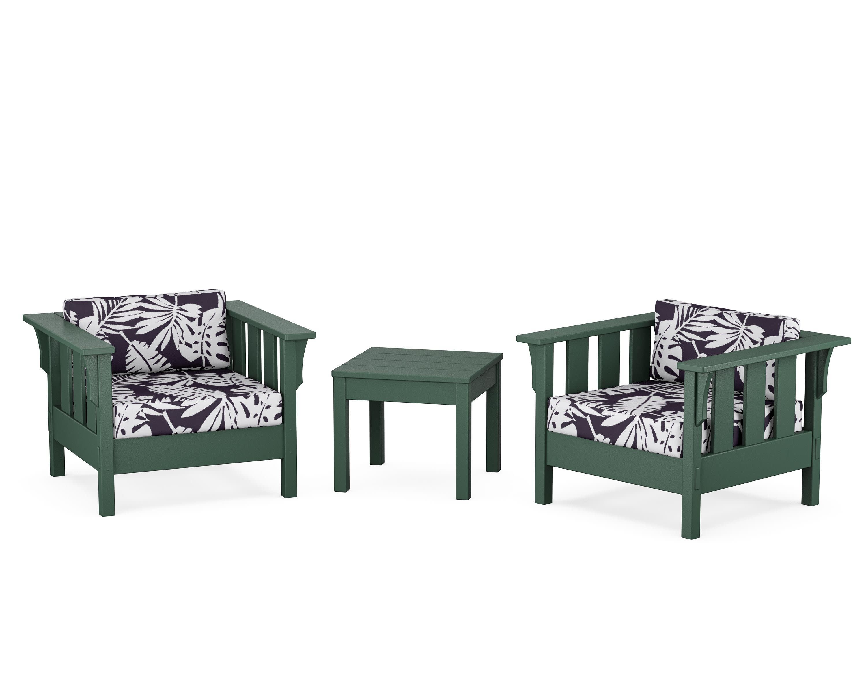 Acadia 3-Piece Deep Seating Set in Green / Leaf Navy