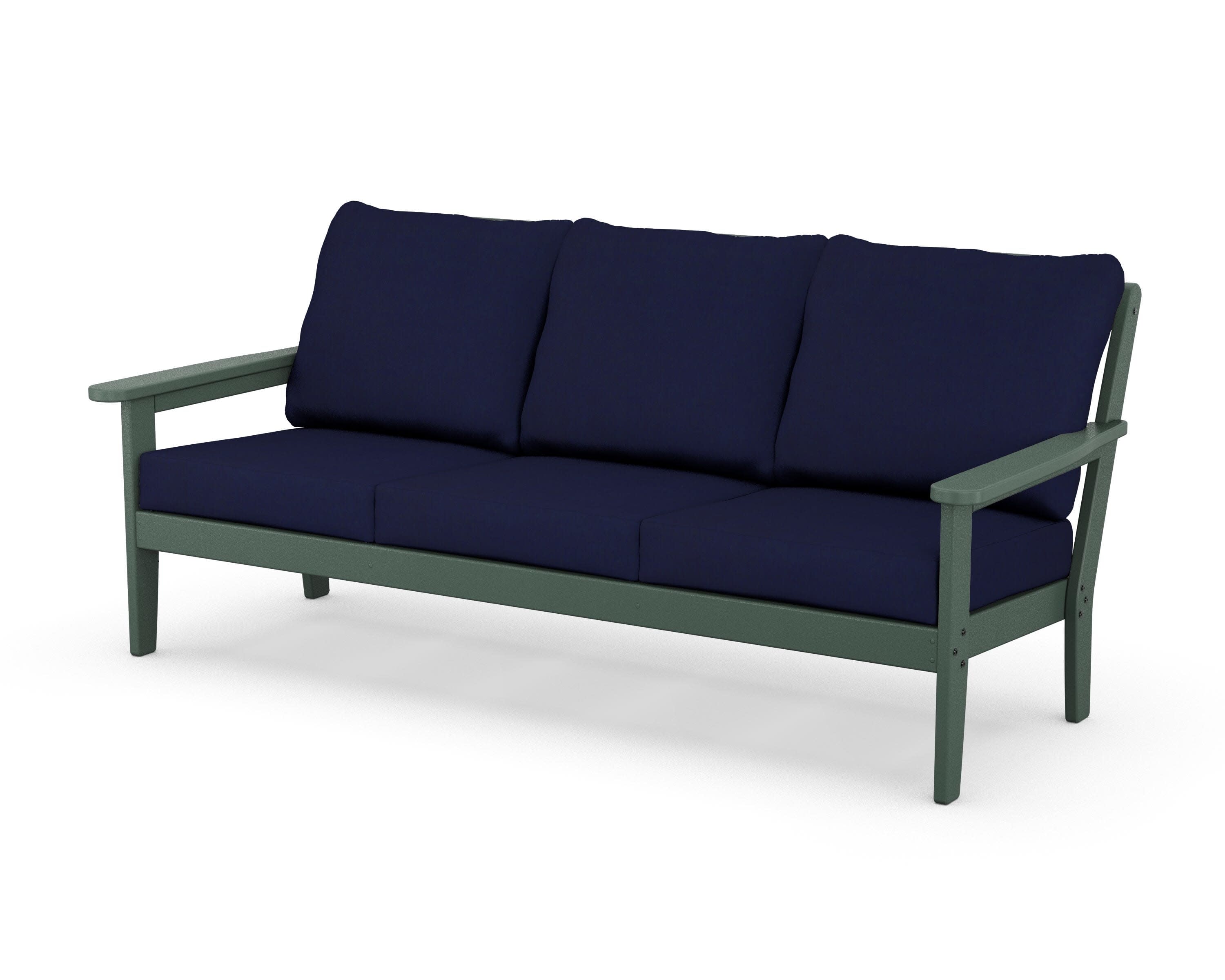 Cottage Deep Seating Sofa in Green / Navy