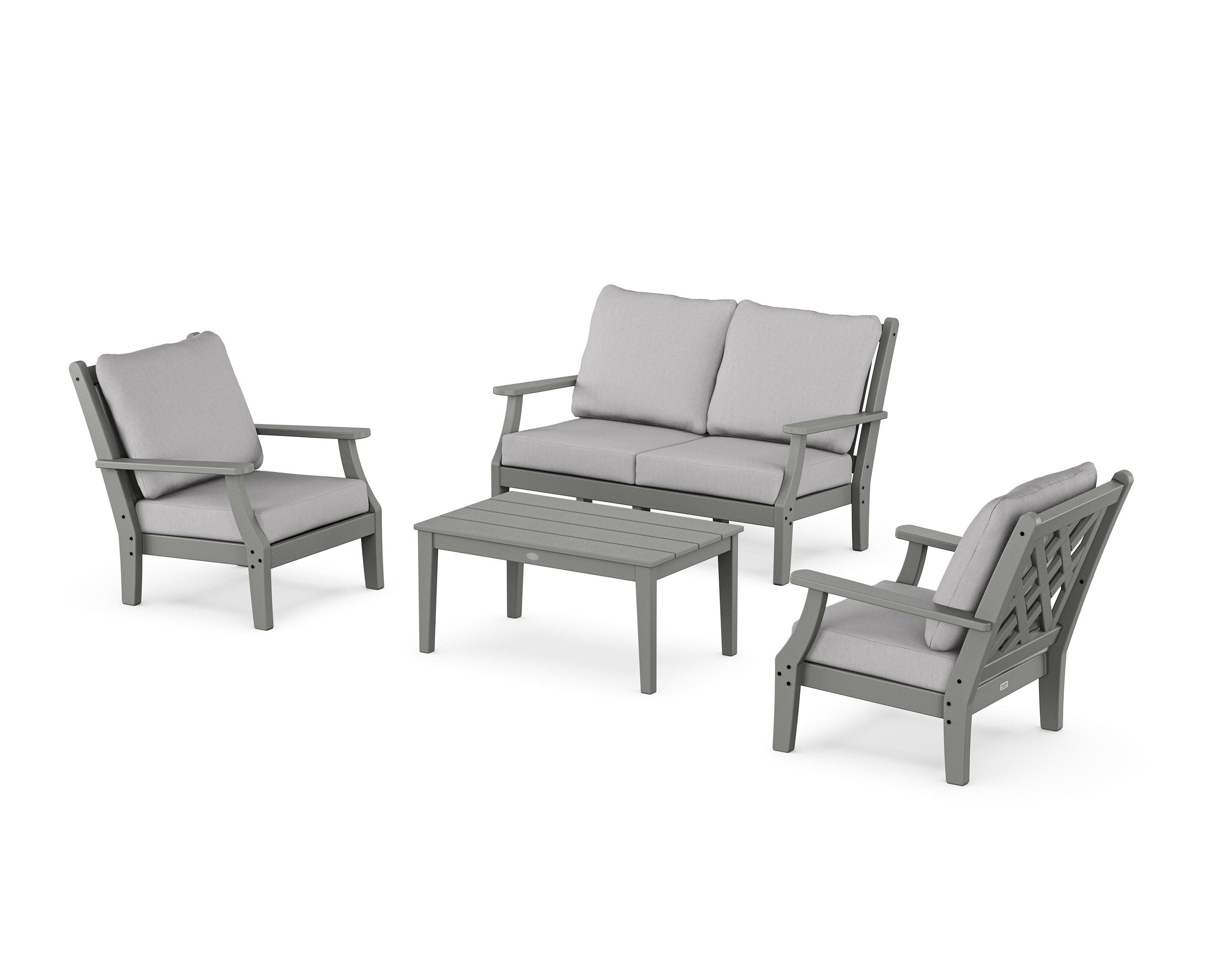 Wovendale 4-Piece Deep Seating Set with Loveseat in Slate Grey / Granite
