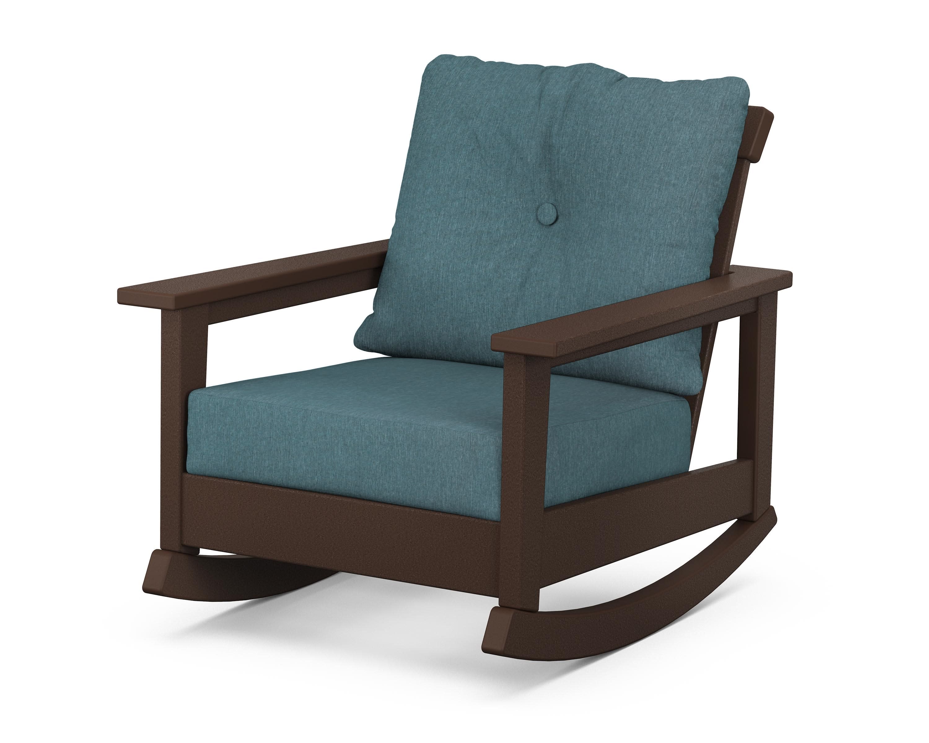 Prescott Deep Seating Rocking Chair in Mahogany / Ocean Teal