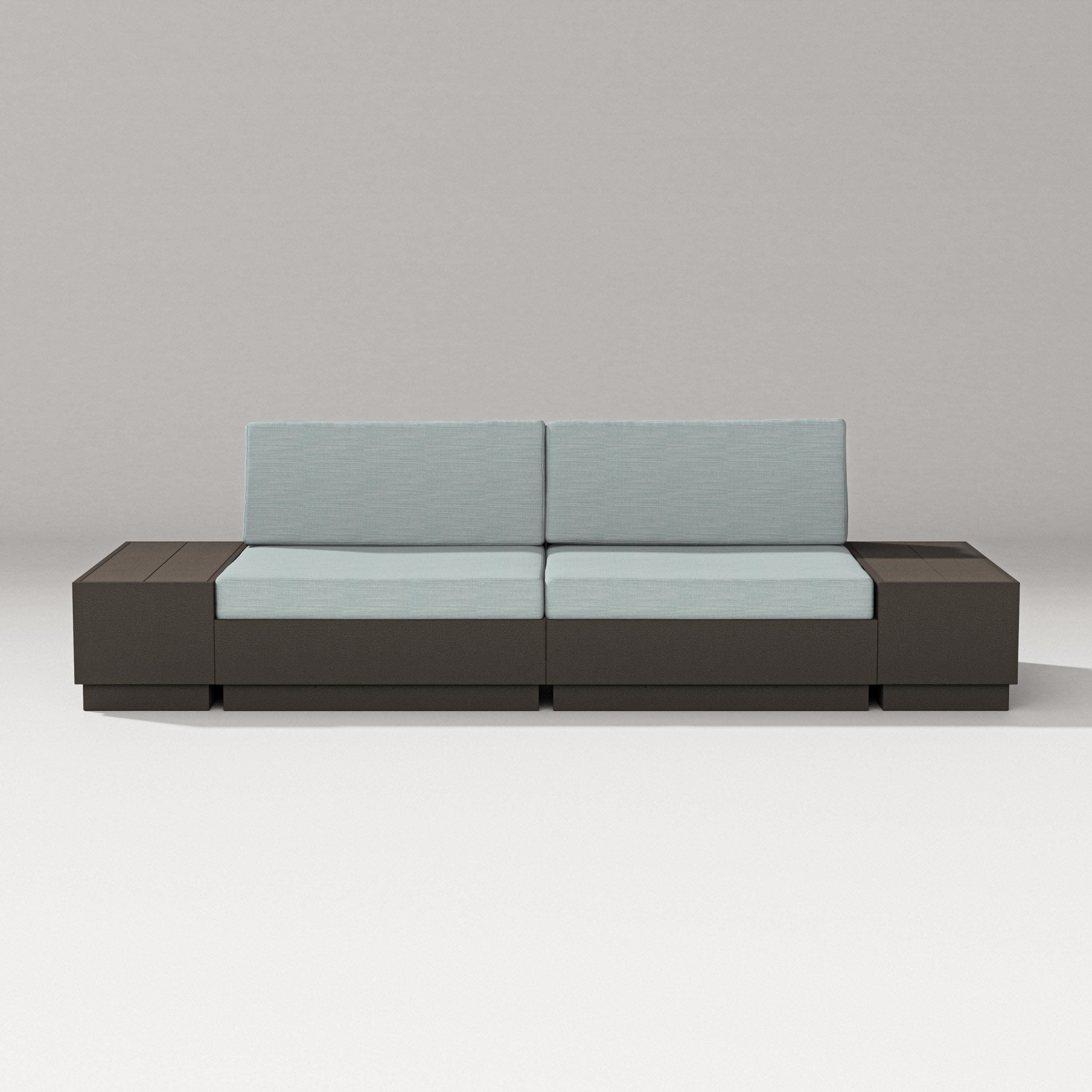 Elevate 4-Piece Loveseat Sectional in Vintage Coffee / Soothe Mist