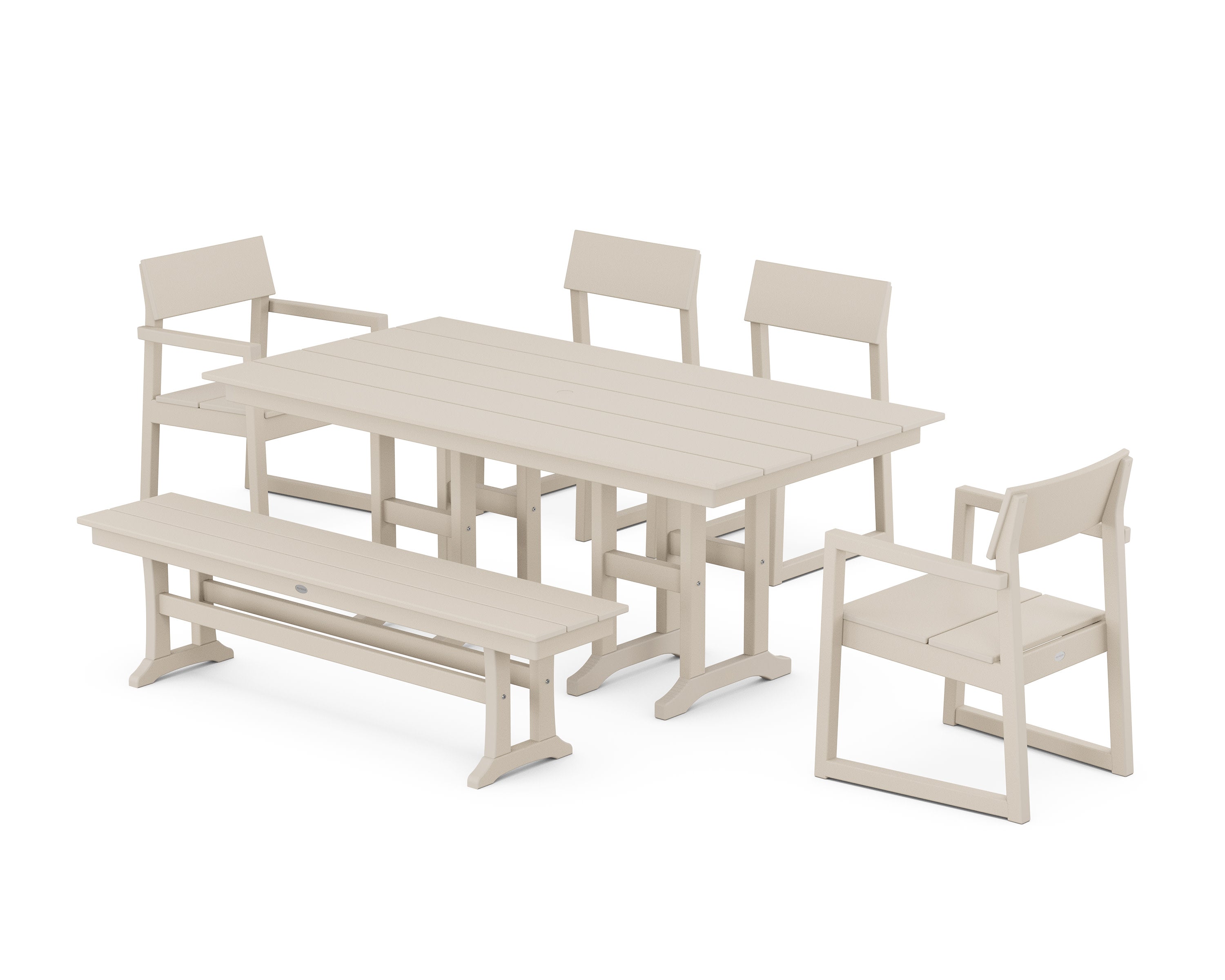 EDGE 6-Piece Farmhouse Dining Set in Sand