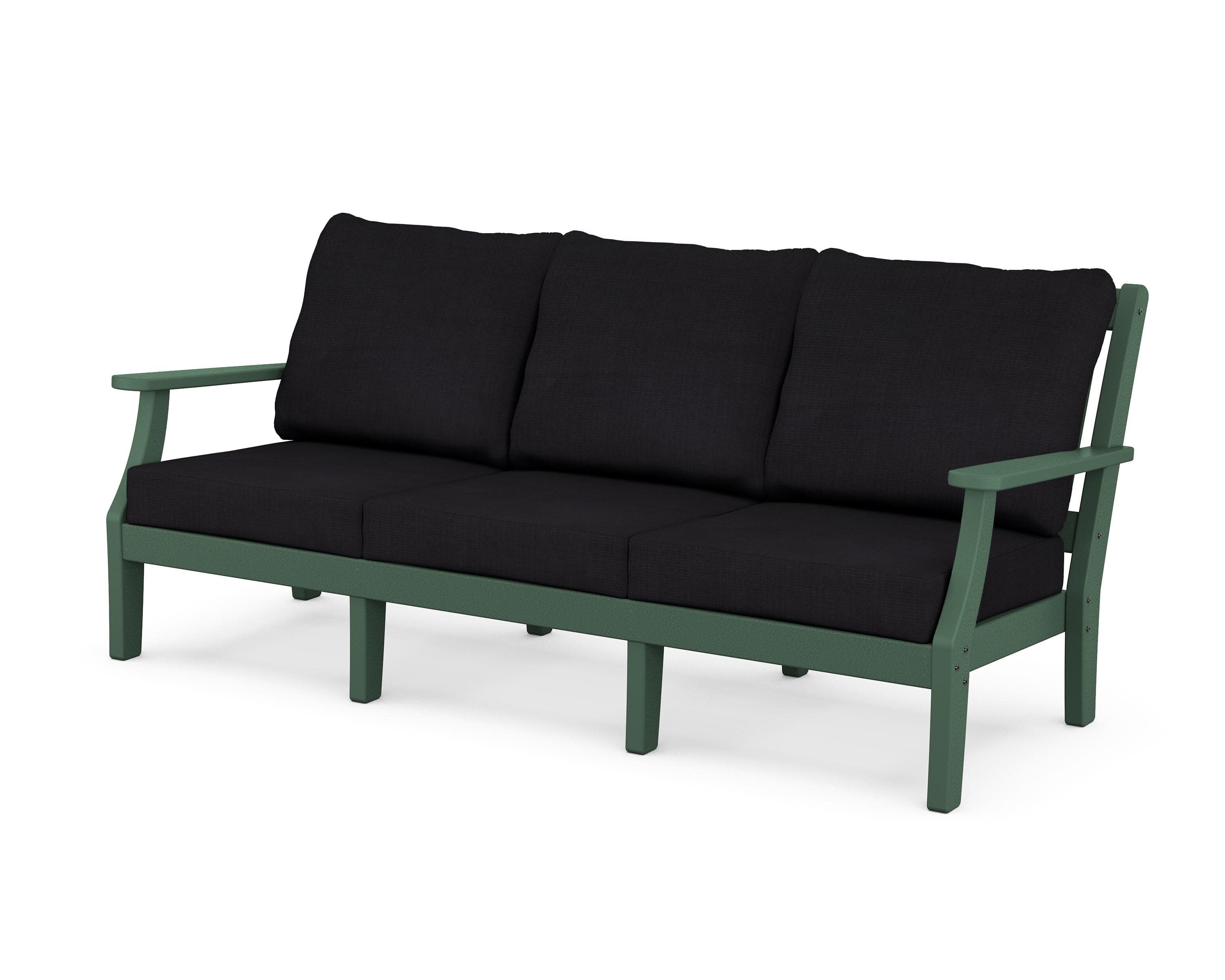 Chinoiserie Deep Seating Sofa in Green / Midnight Linen