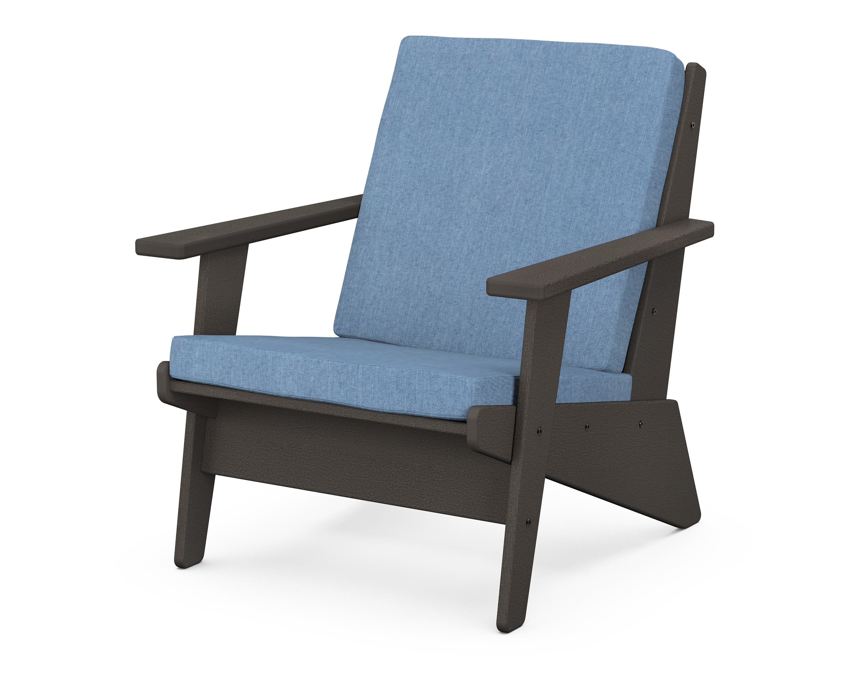Riviera Modern Lounge Chair in Vintage Coffee / Sky Blue