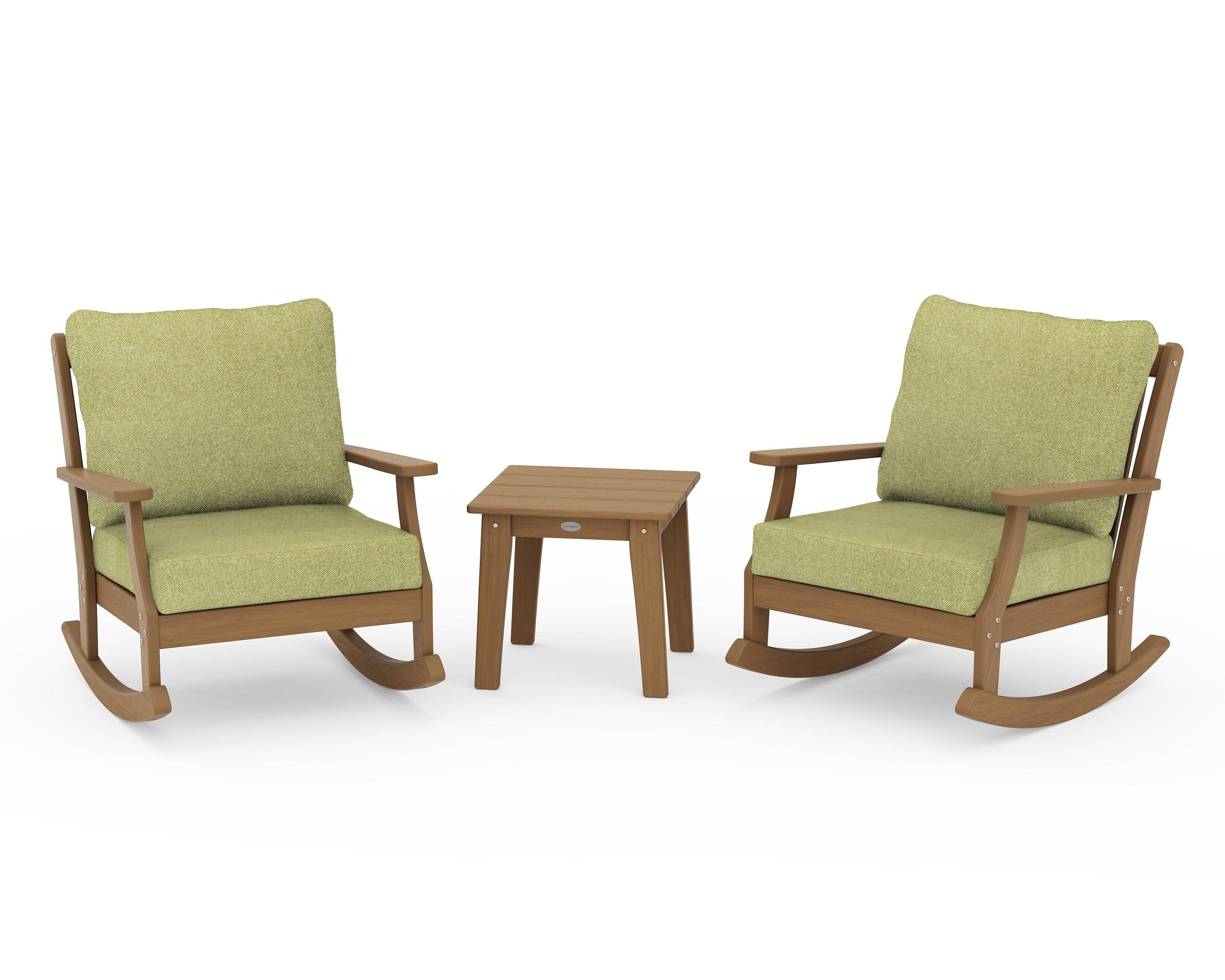 Braxton 3-Piece Deep Seating Rocker Set in Natural / Chartreuse Boucle