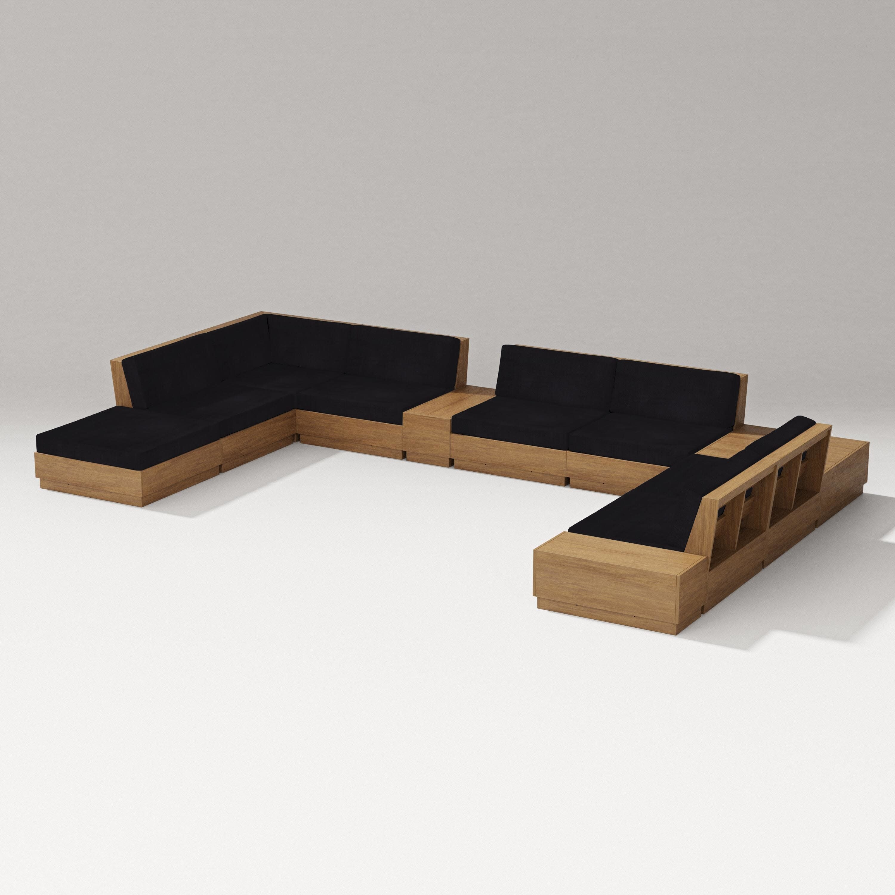 Elevate 11-Piece Conversation Sectional Set in Natural / Midnight Linen