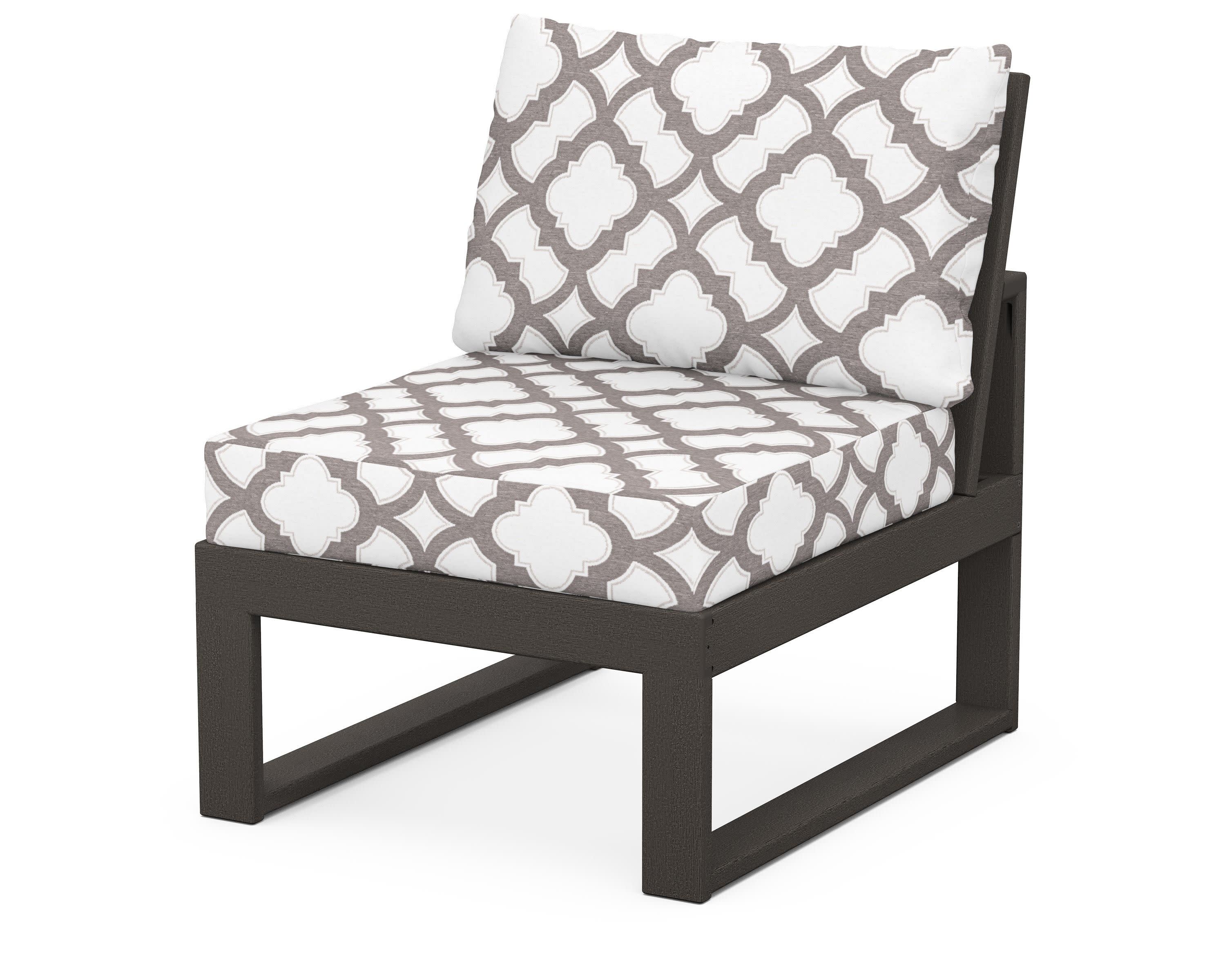 Modular Armless Chair in Vintage Coffee / Trellis Grey Mist