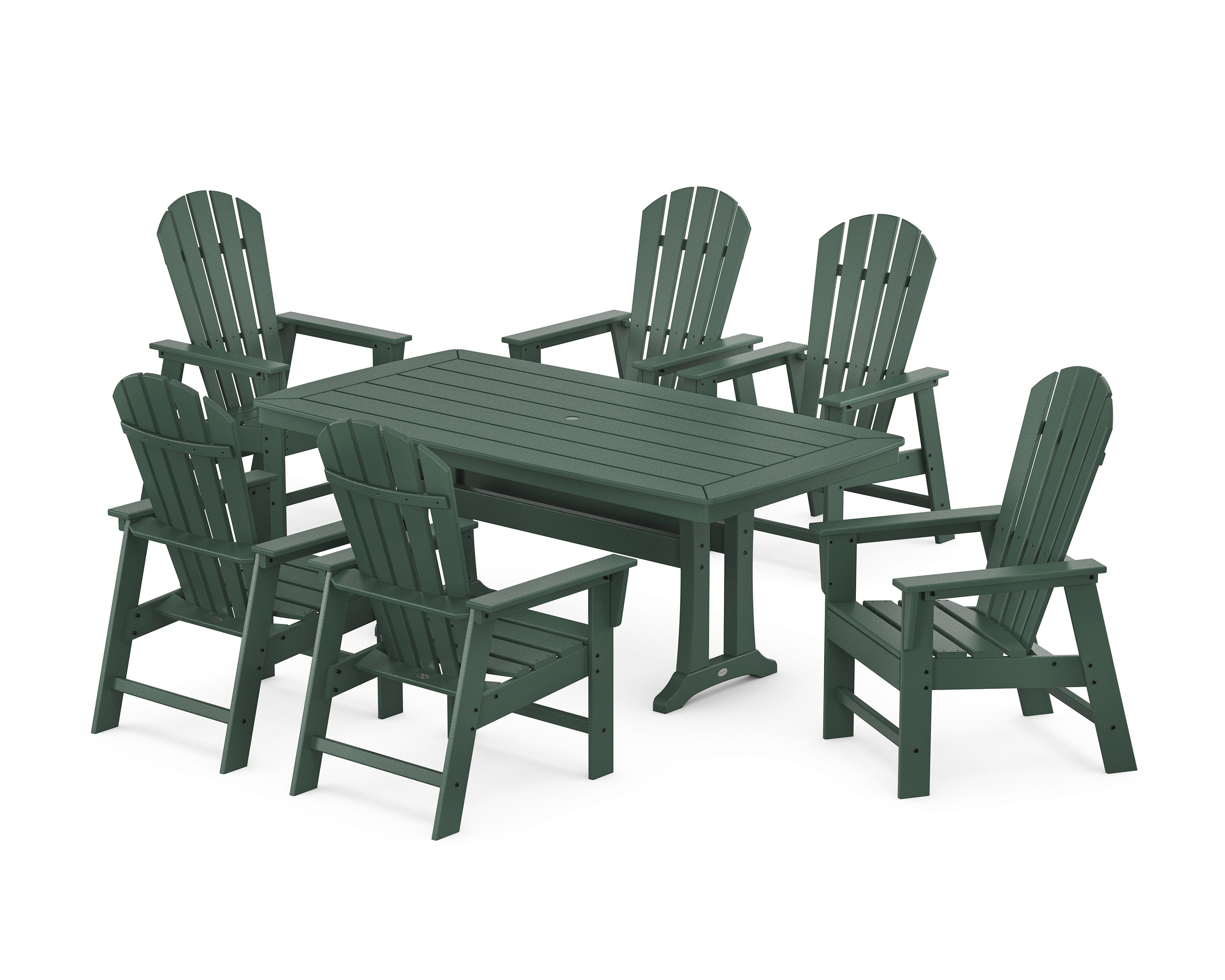 South Beach 7-Piece Dining Set with Trestle Legs in Green