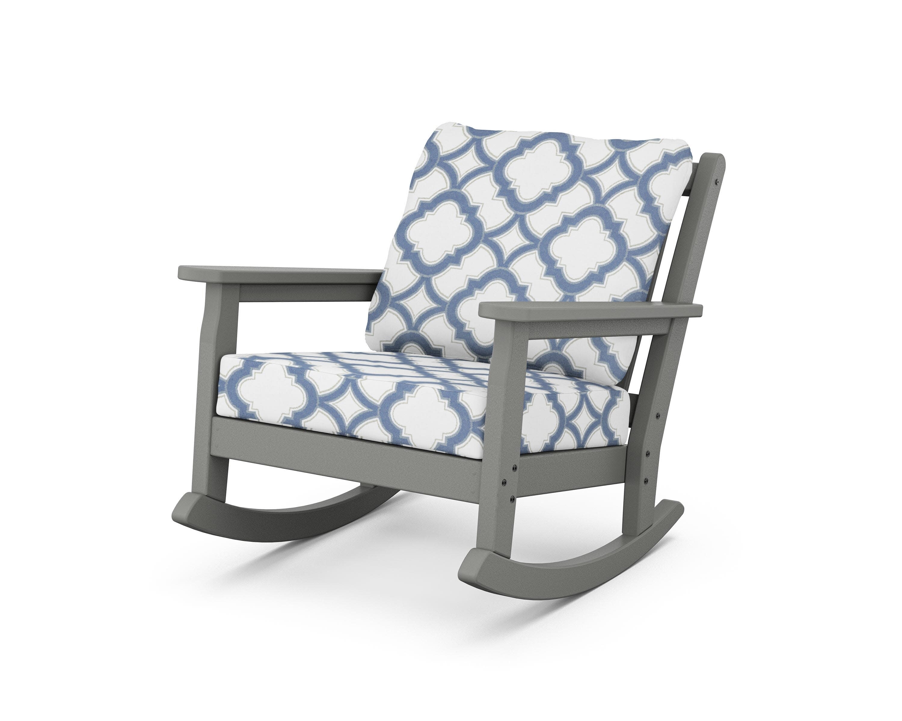 Chippendale Deep Seating Rocking Chair in Slate Grey / Trellis Sky Blue