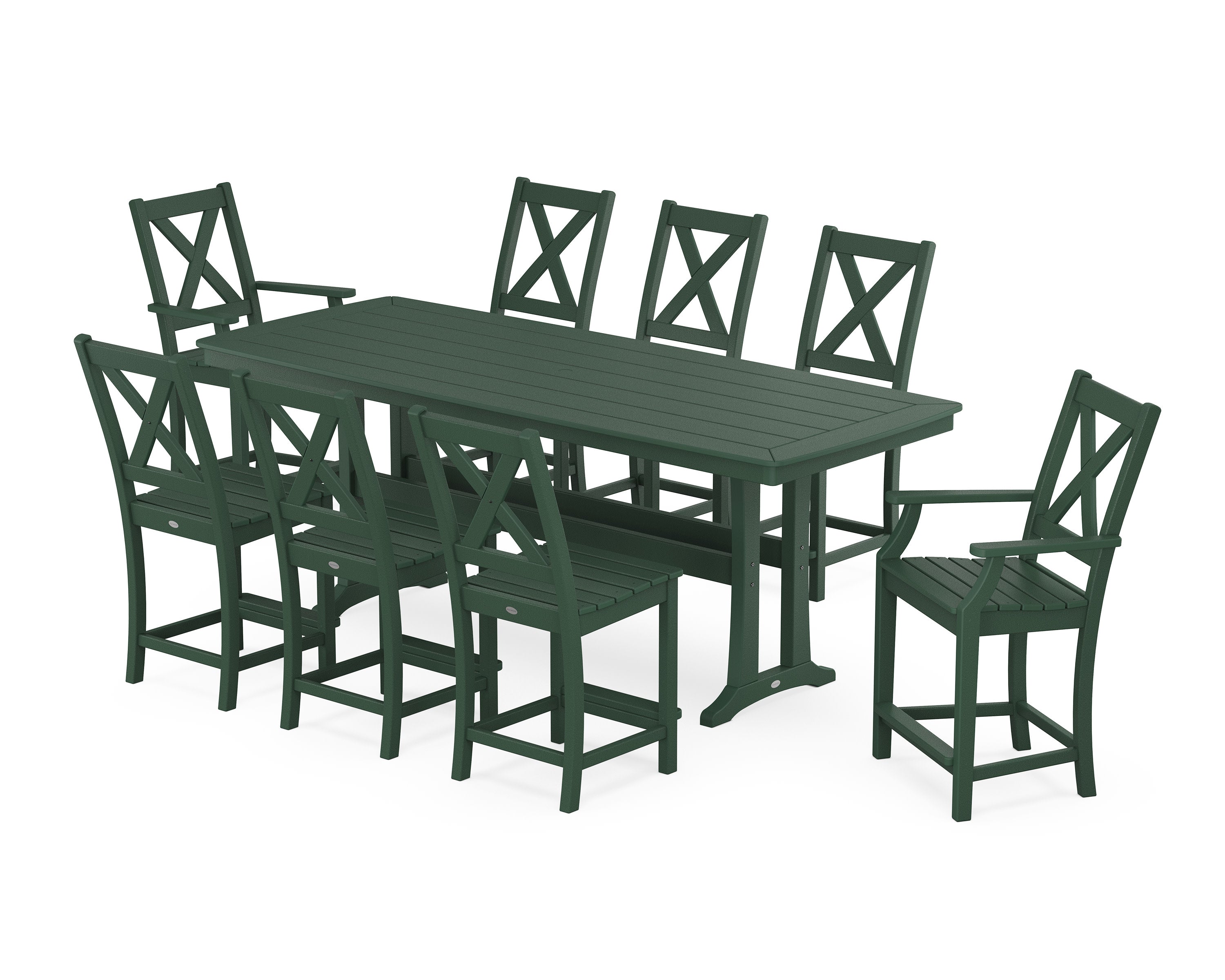 Braxton 9-Piece Counter Set with Trestle Legs in Green