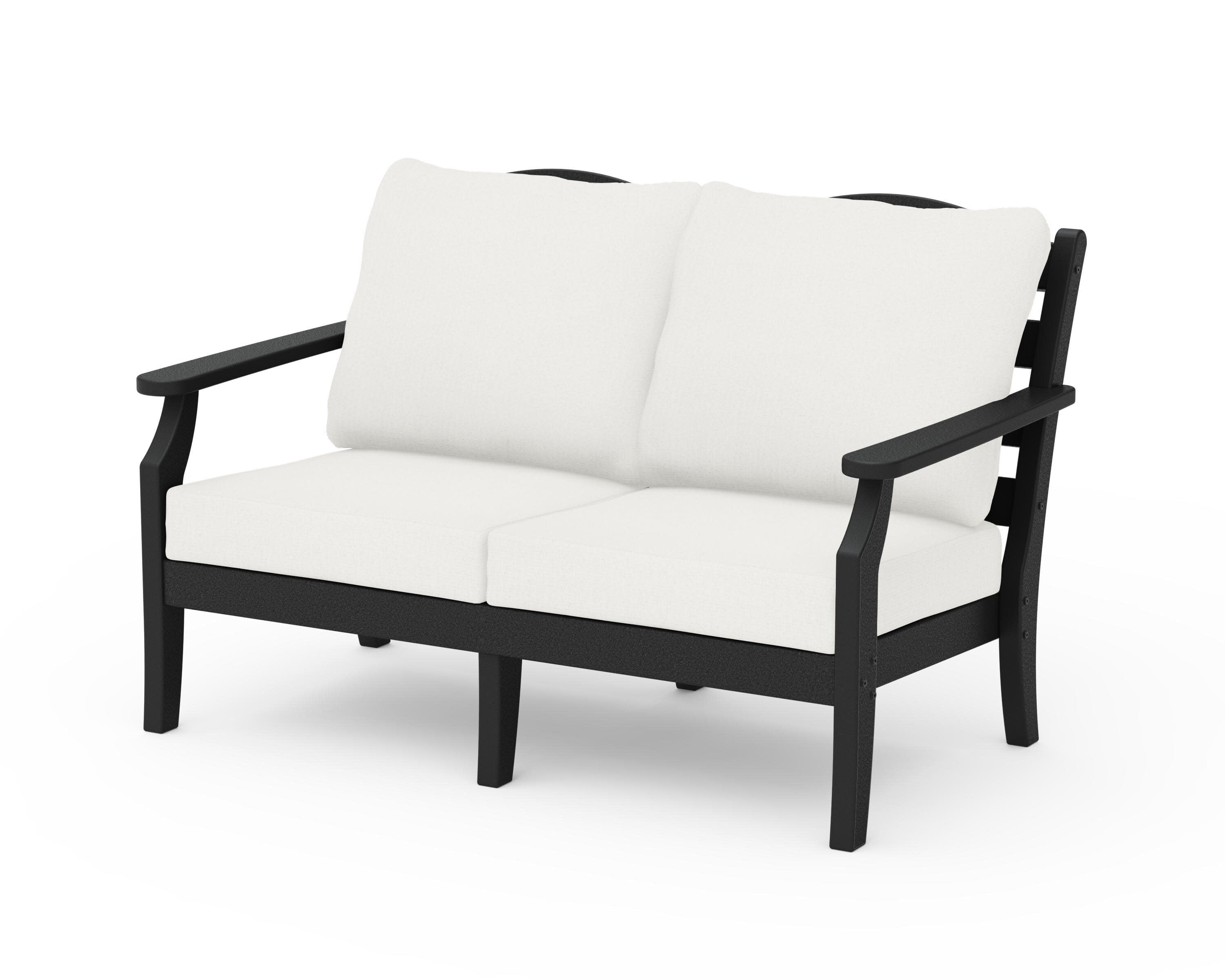 Savannah Deep Seating Loveseat in Black / Natural Linen