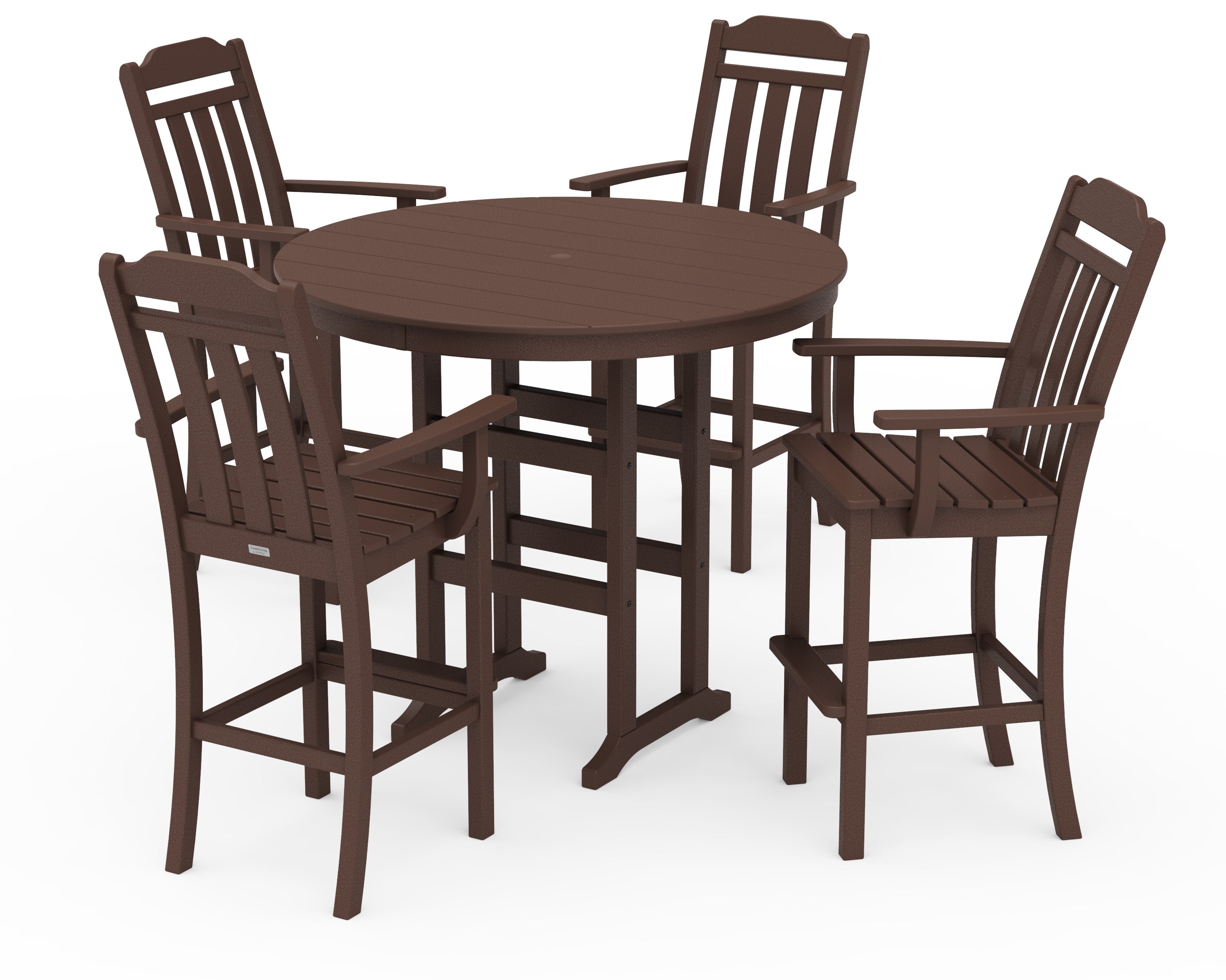 Cottage 5-Piece Round Farmhouse Bar Set in Mahogany