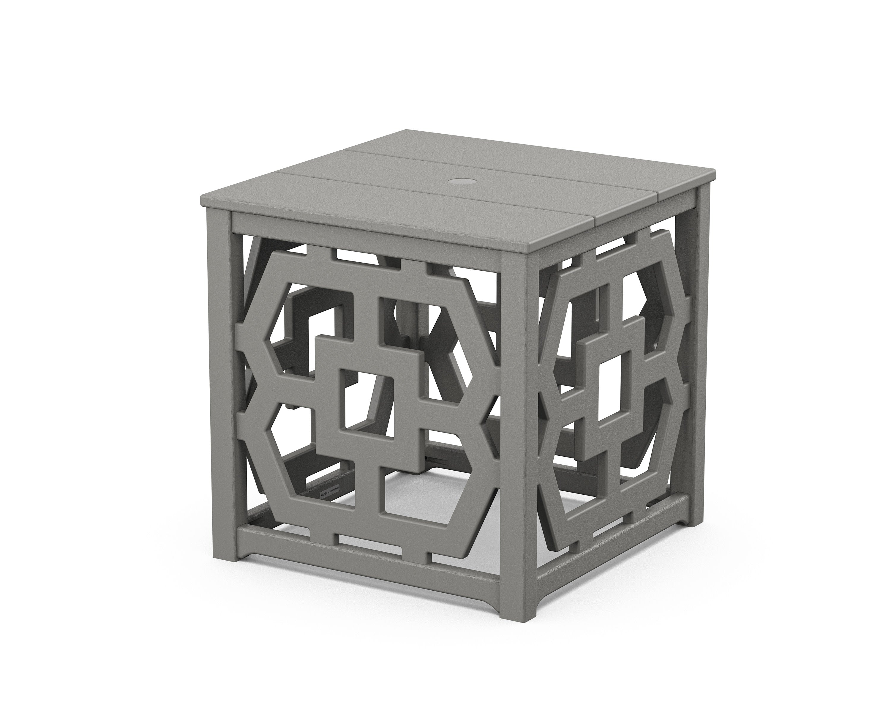 Chinoiserie Umbrella Stand Accent Table in Slate Grey