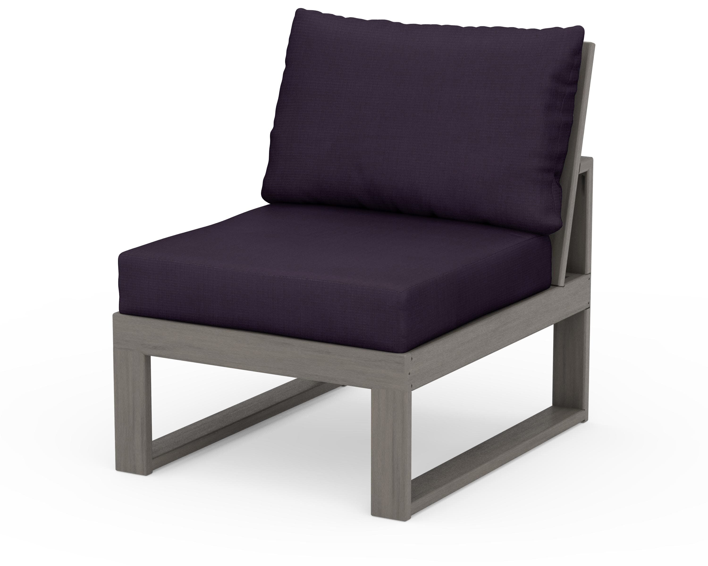 Modular Armless Chair in Driftwood / Navy Linen