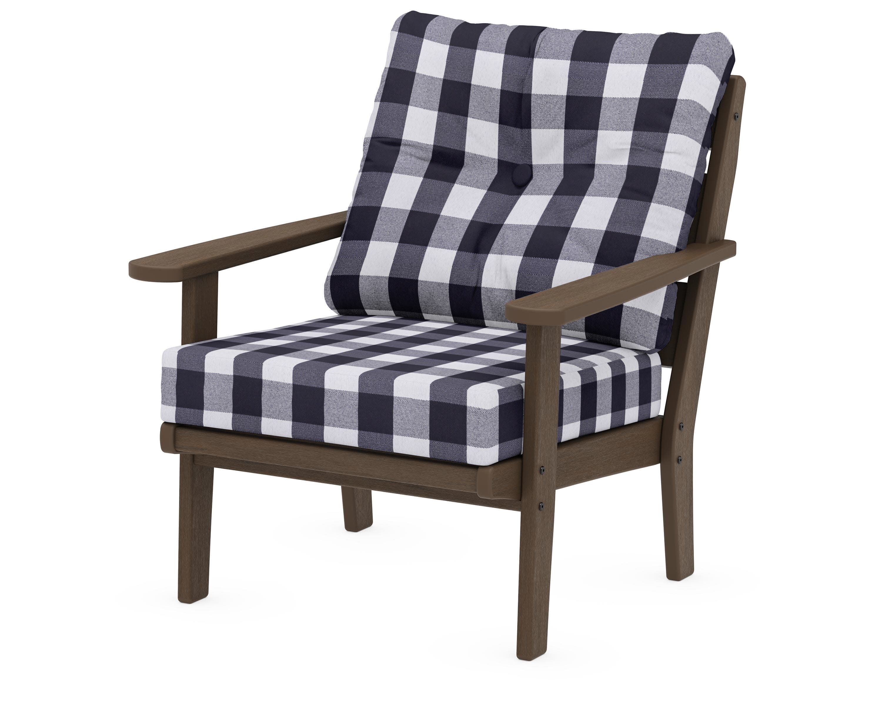 Lakeside Deep Seating Chair in Kona / Buffalo Plaid Navy