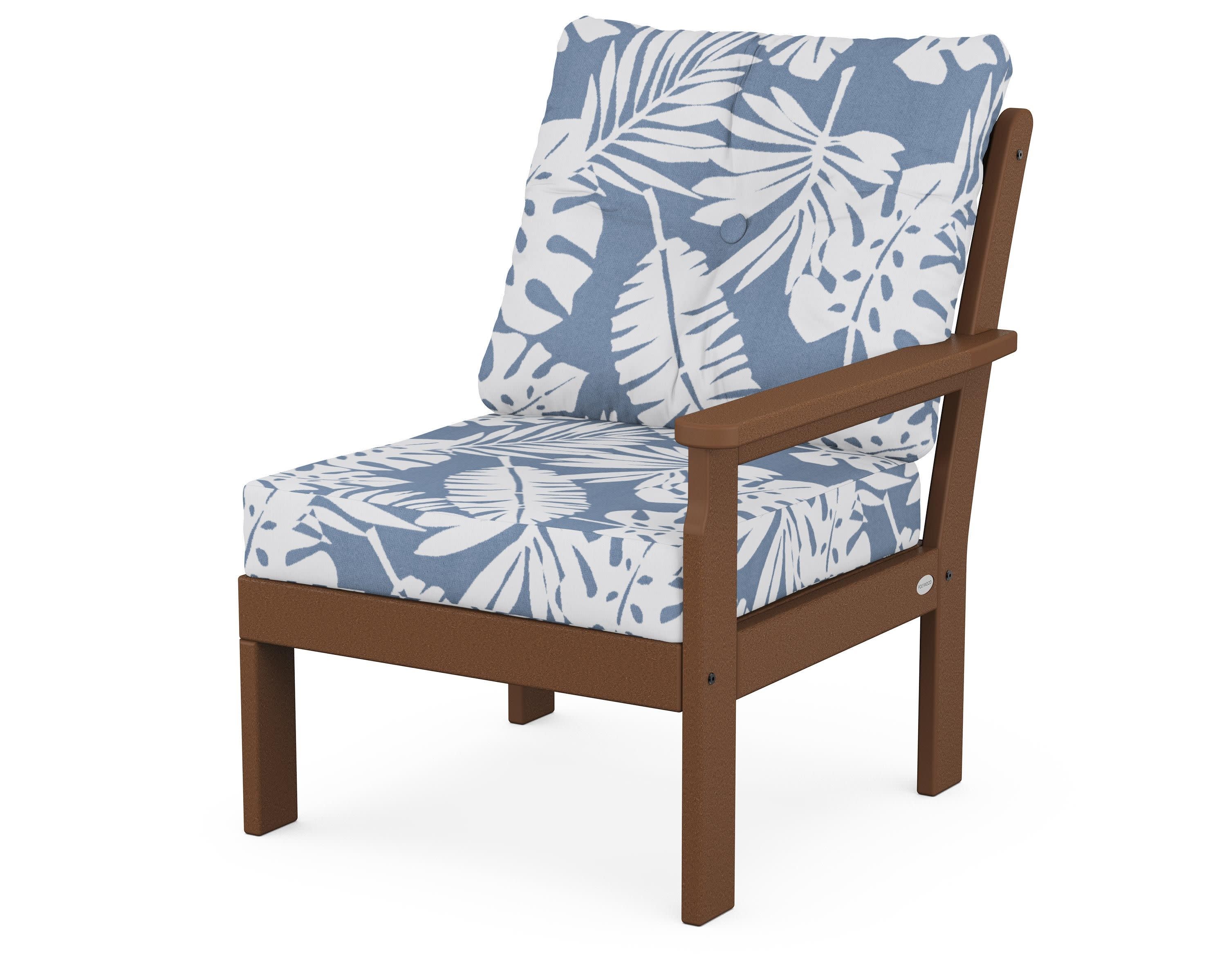 Vineyard Modular Right Arm Chair in Teak / Leaf Sky Blue