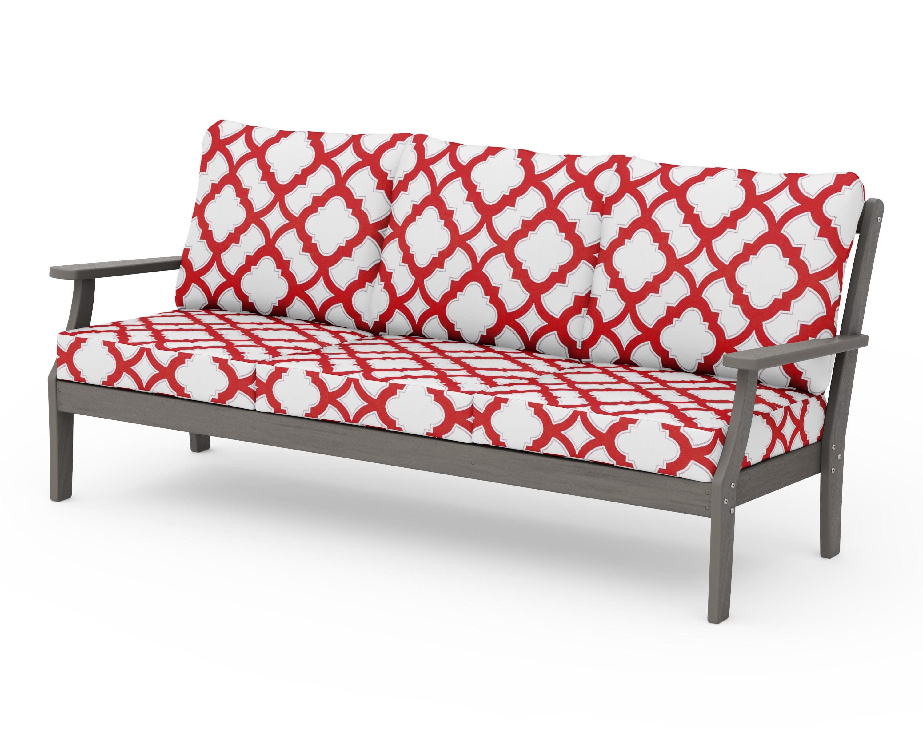 Braxton Deep Seating Sofa in Driftwood / Trellis Crimson