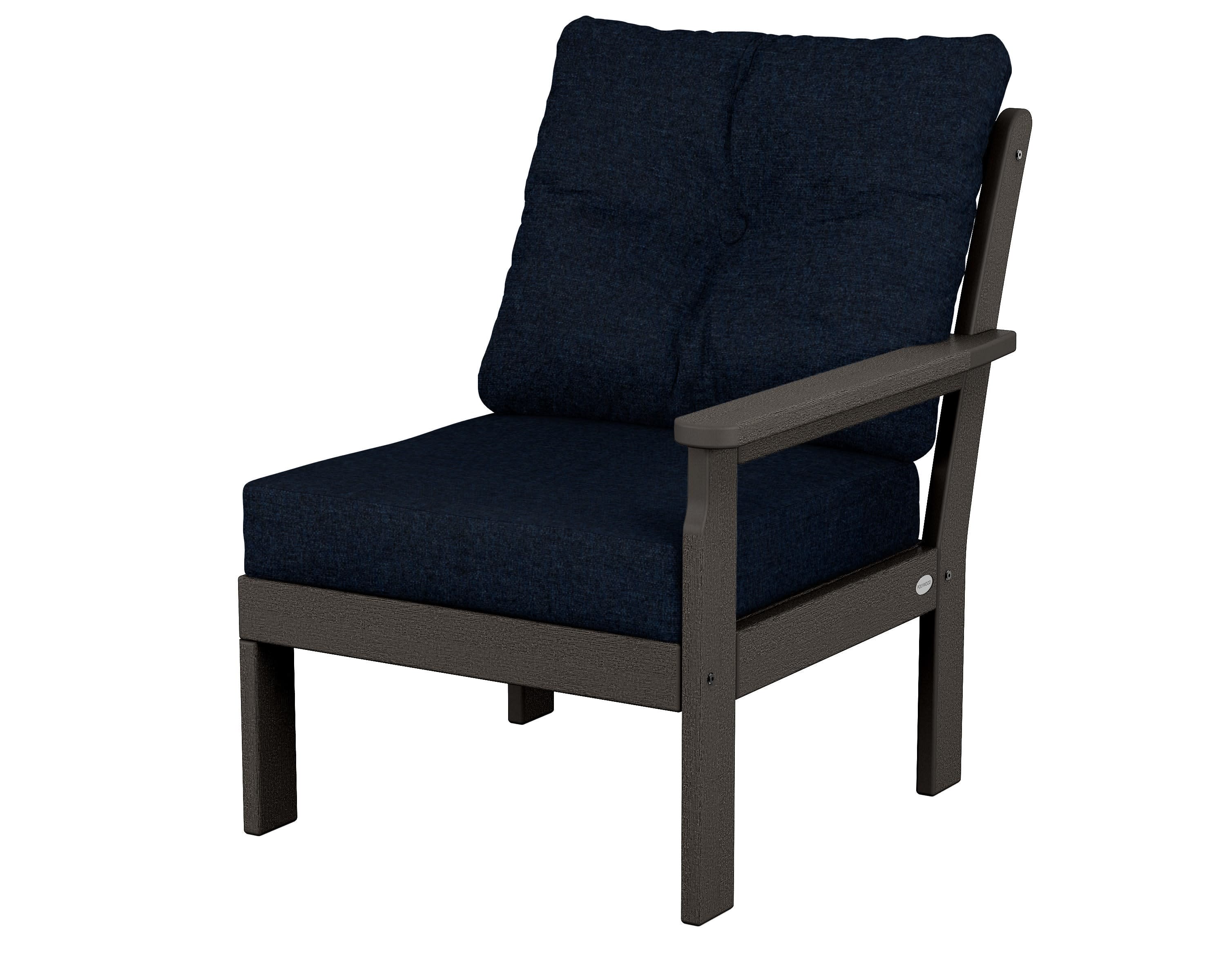 Vineyard Modular Right Arm Chair in Vintage Coffee / Marine Indigo