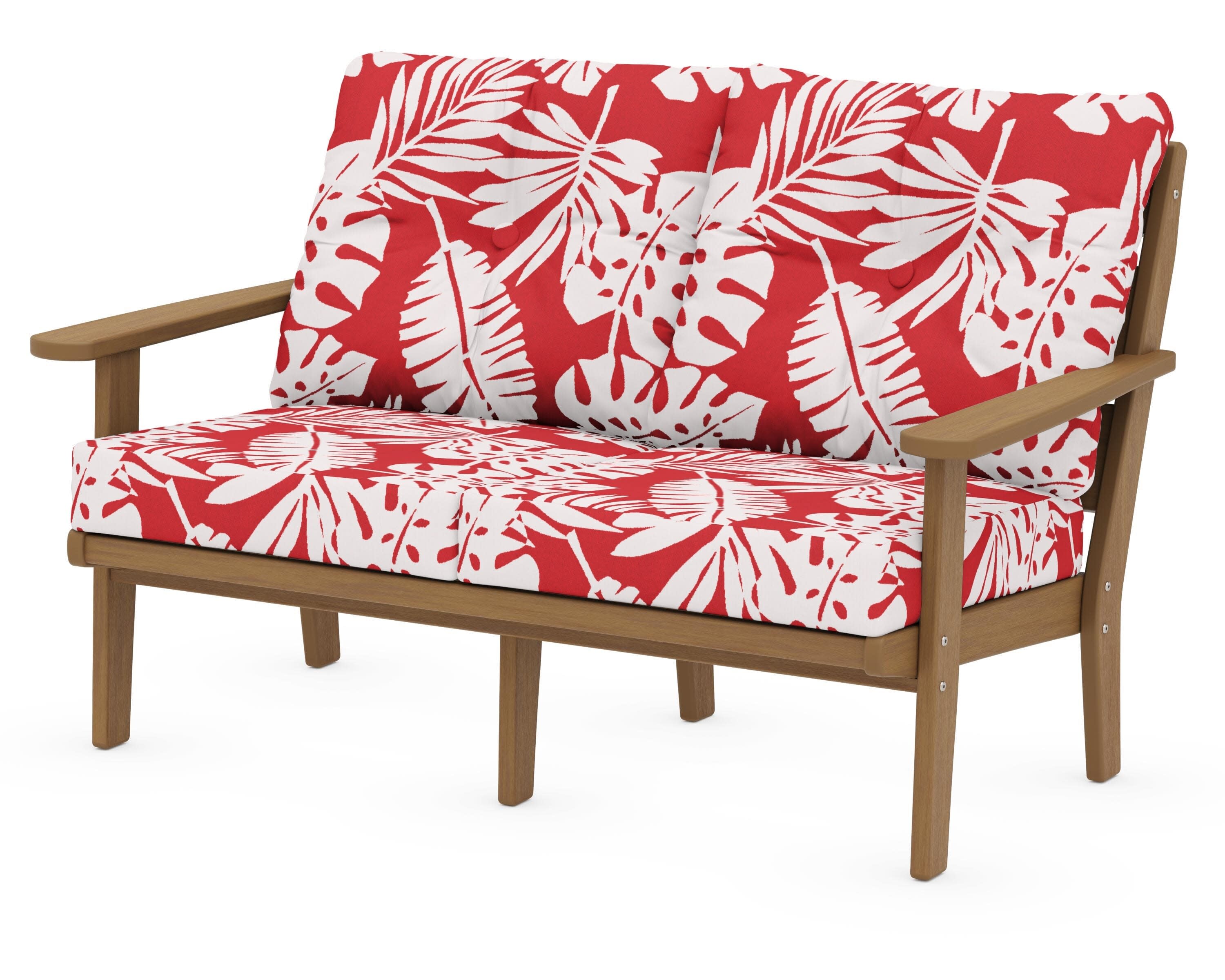 Lakeside Deep Seating Loveseat in Natural / Leaf Crimson