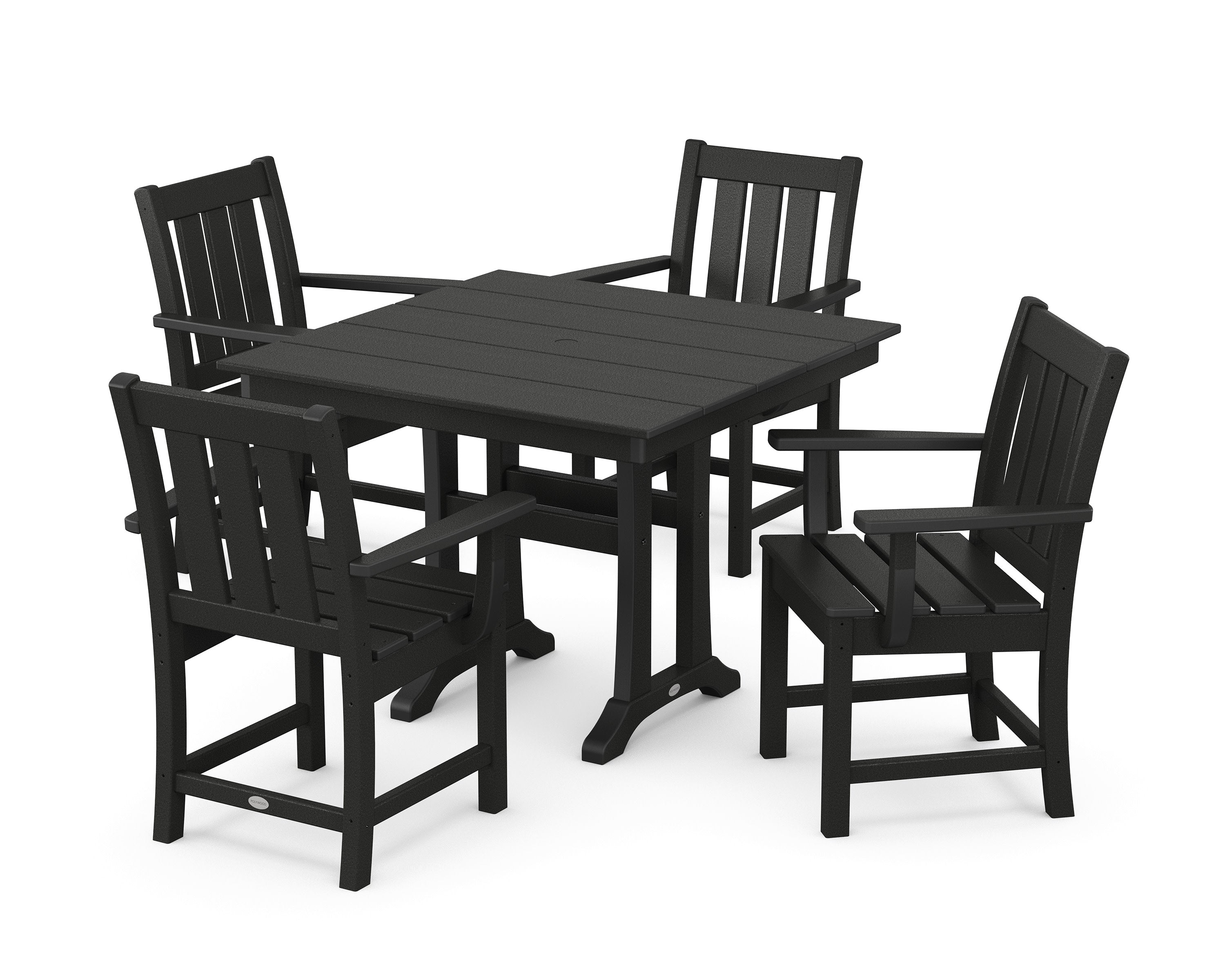 Oxford 5-Piece Farmhouse Dining Set with Trestle Legs in Black