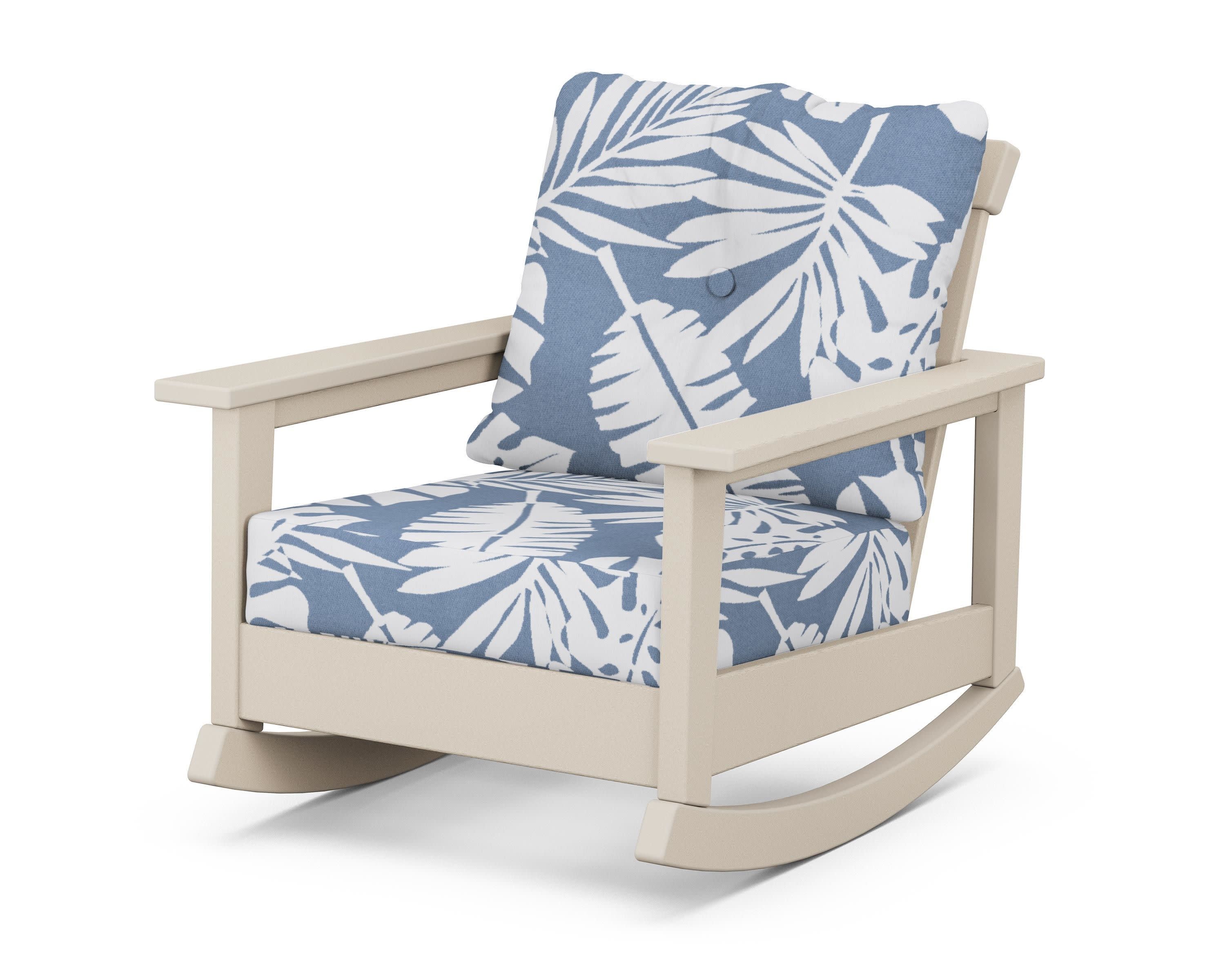 Prescott Deep Seating Rocking Chair in Sand / Leaf Sky Blue