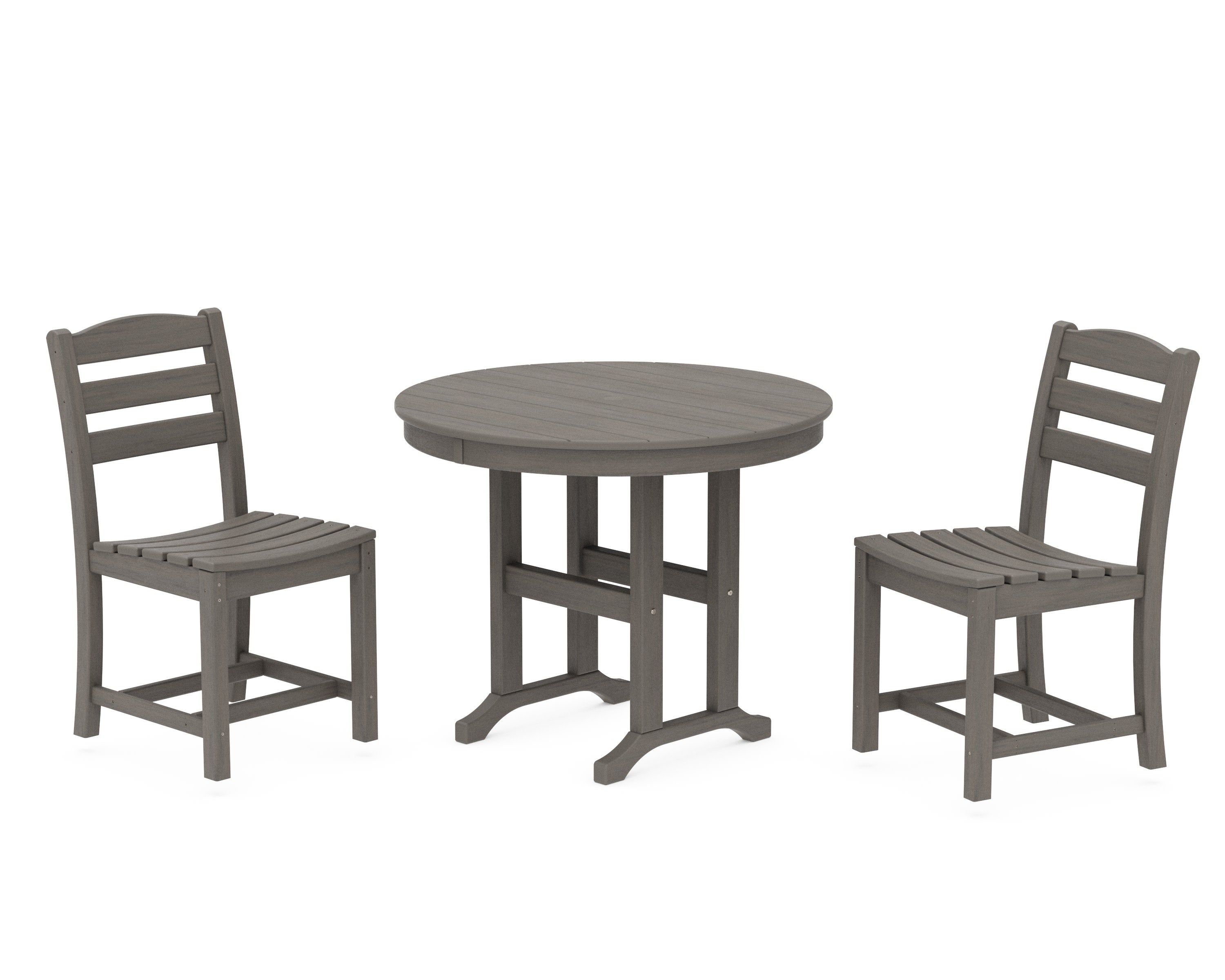 La Casa Caf Side Chair 3-Piece Round Dining Set in Driftwood