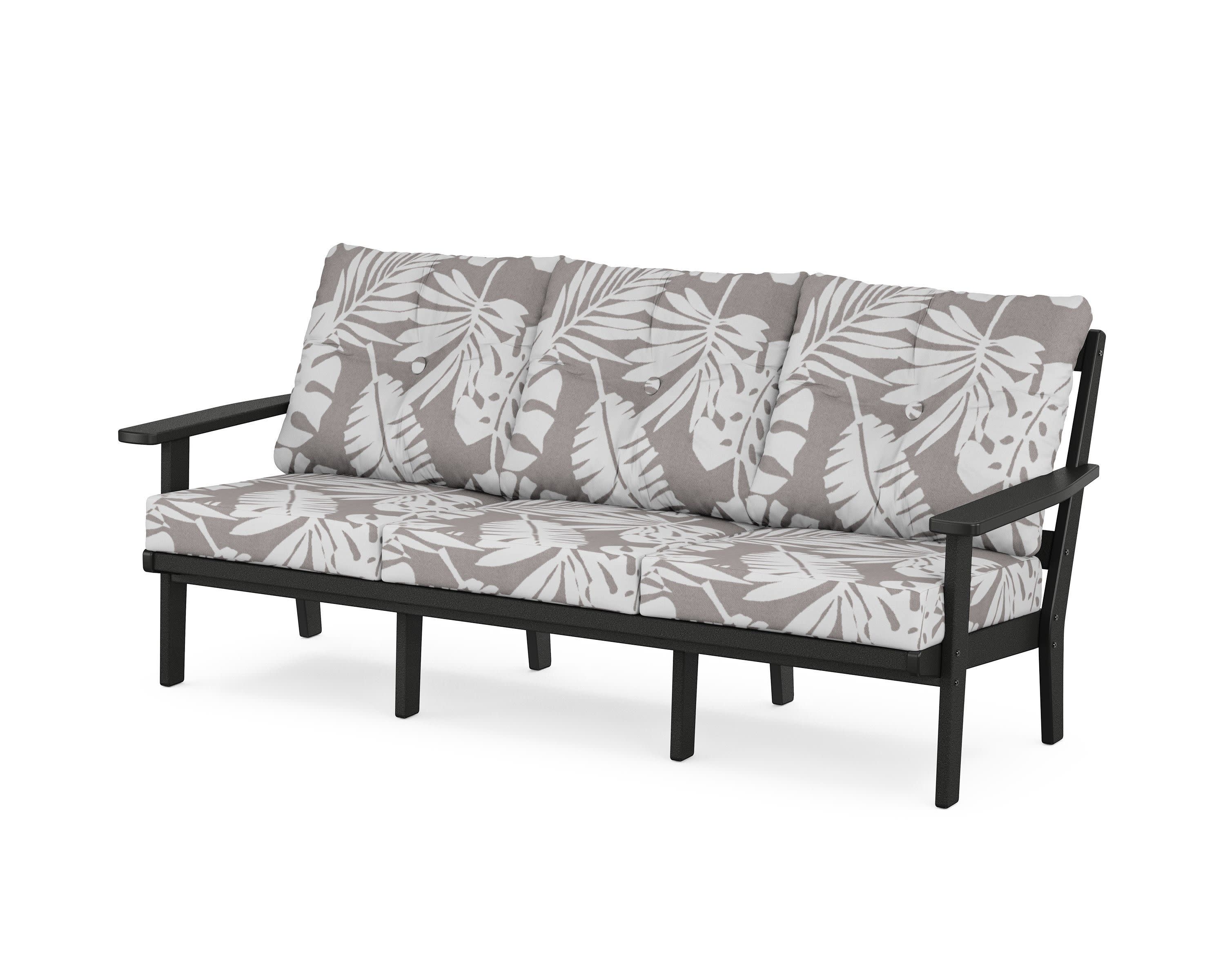 Oxford Deep Seating Sofa in Black / Leaf Grey Mist