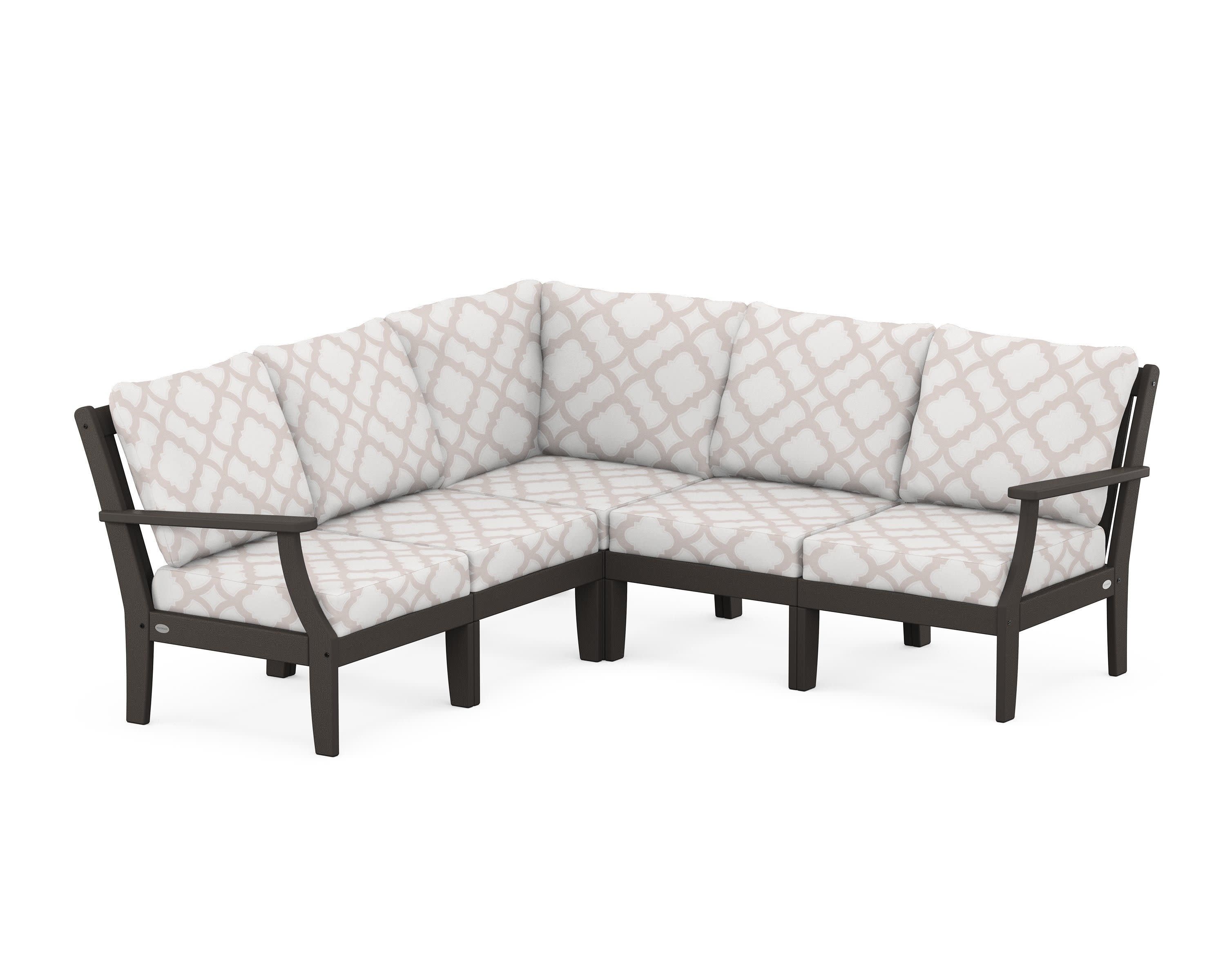 Braxton Modular 5-Piece Deep Seating Set in Vintage Coffee / Trellis Dune Burlap