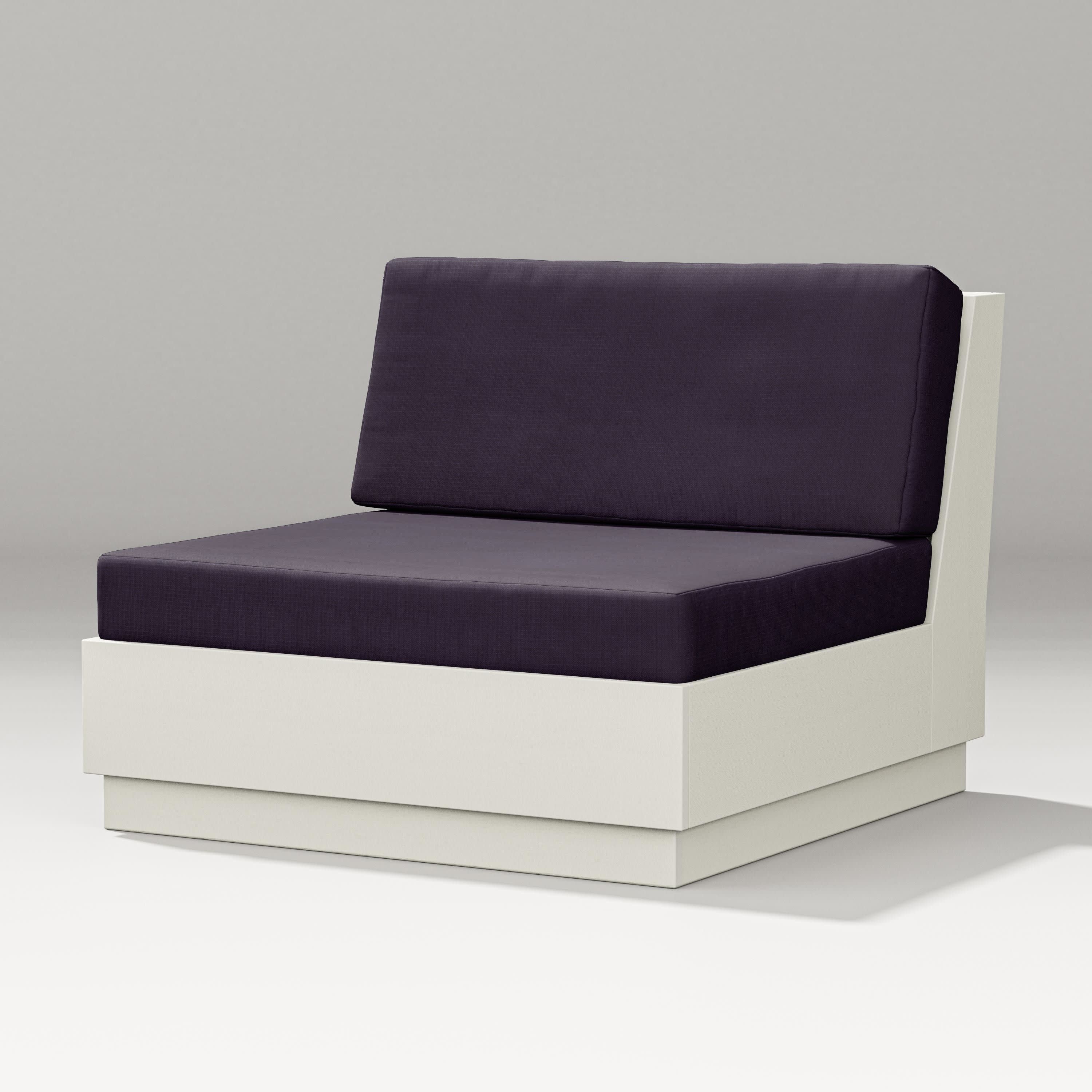 Elevate Modular Armless Chair in Vintage White / Navy Linen