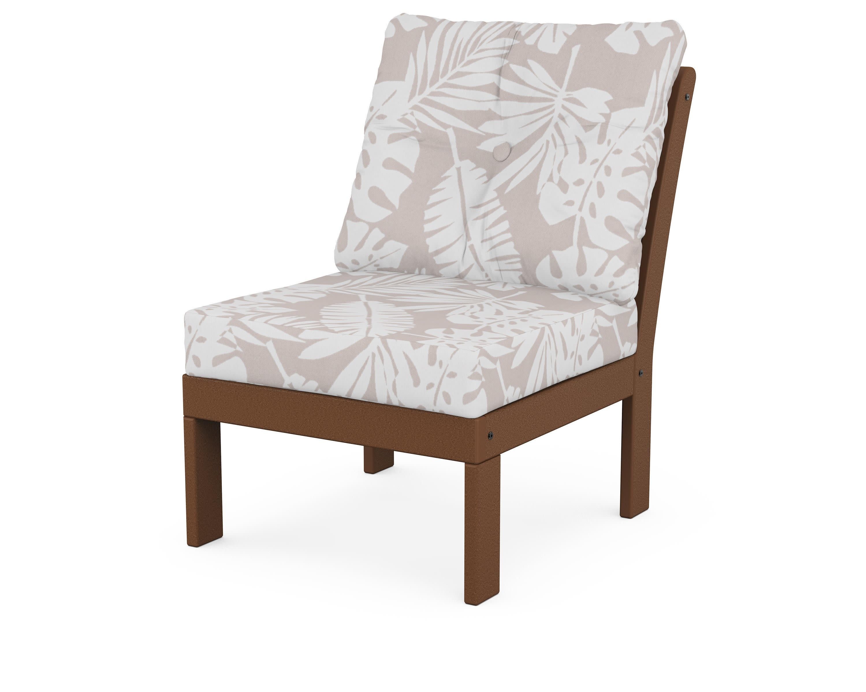 Vineyard Modular Armless Chair in Teak / Leaf Dune Burlap