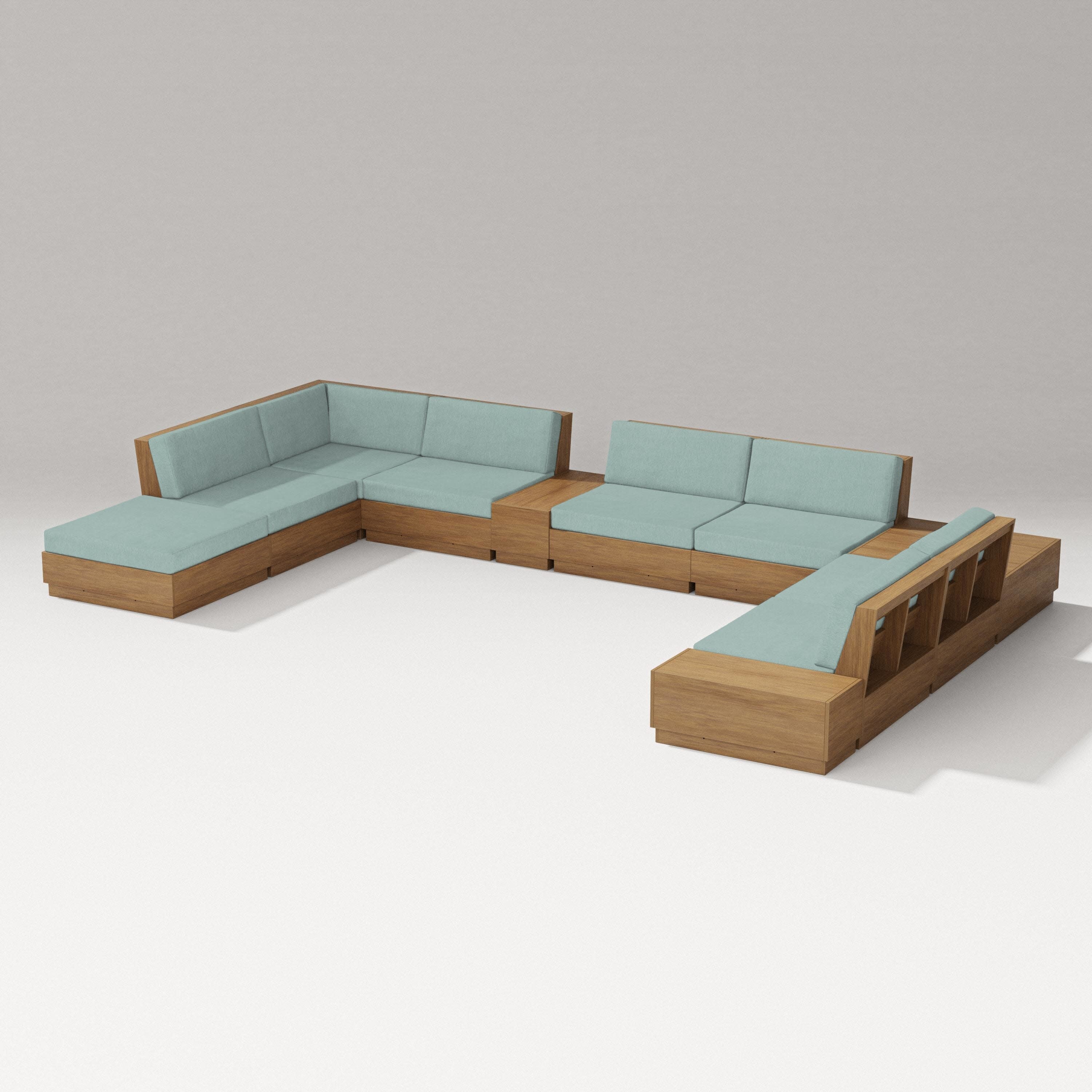 Elevate 11-Piece Conversation Sectional Set in Natural / Glacier Spa