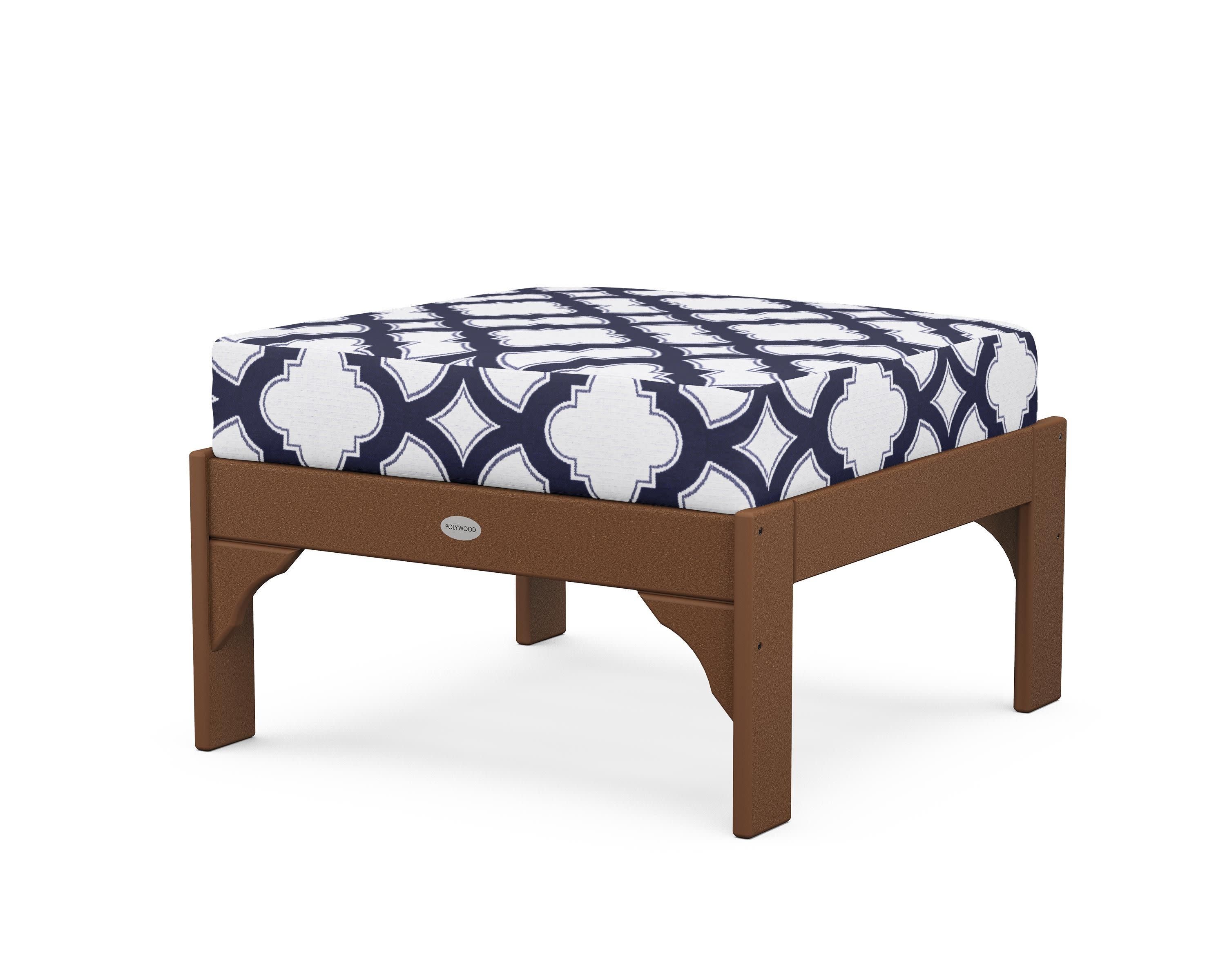 Vineyard Deep Seating Ottoman in Teak / Trellis Navy