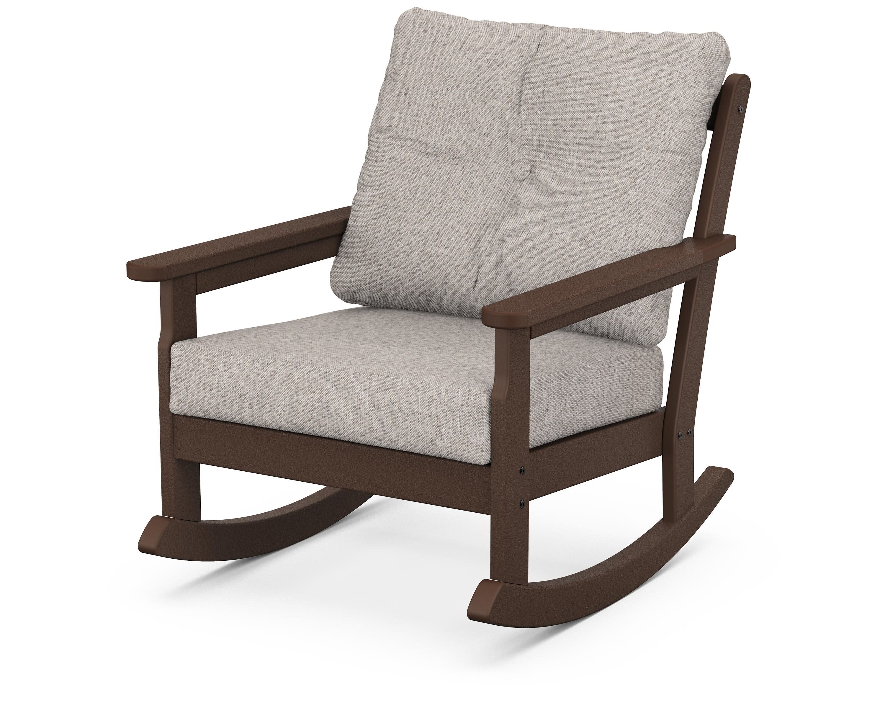 Vineyard Deep Seating Rocking Chair in Mahogany / Weathered Tweed