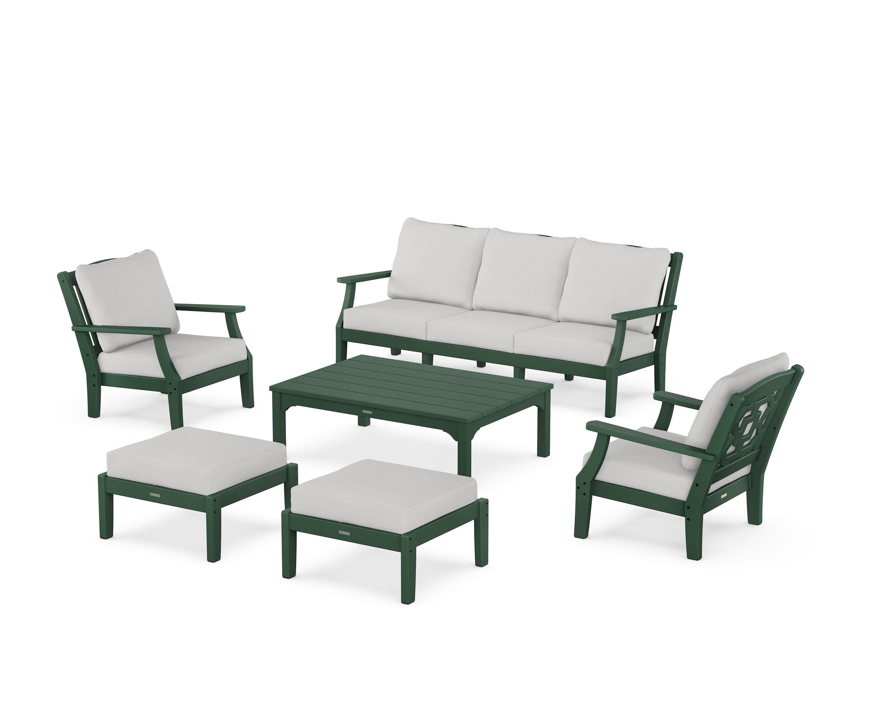 Chinoiserie 6-Piece Lounge Sofa Set in Green / Diamond in the Rough
