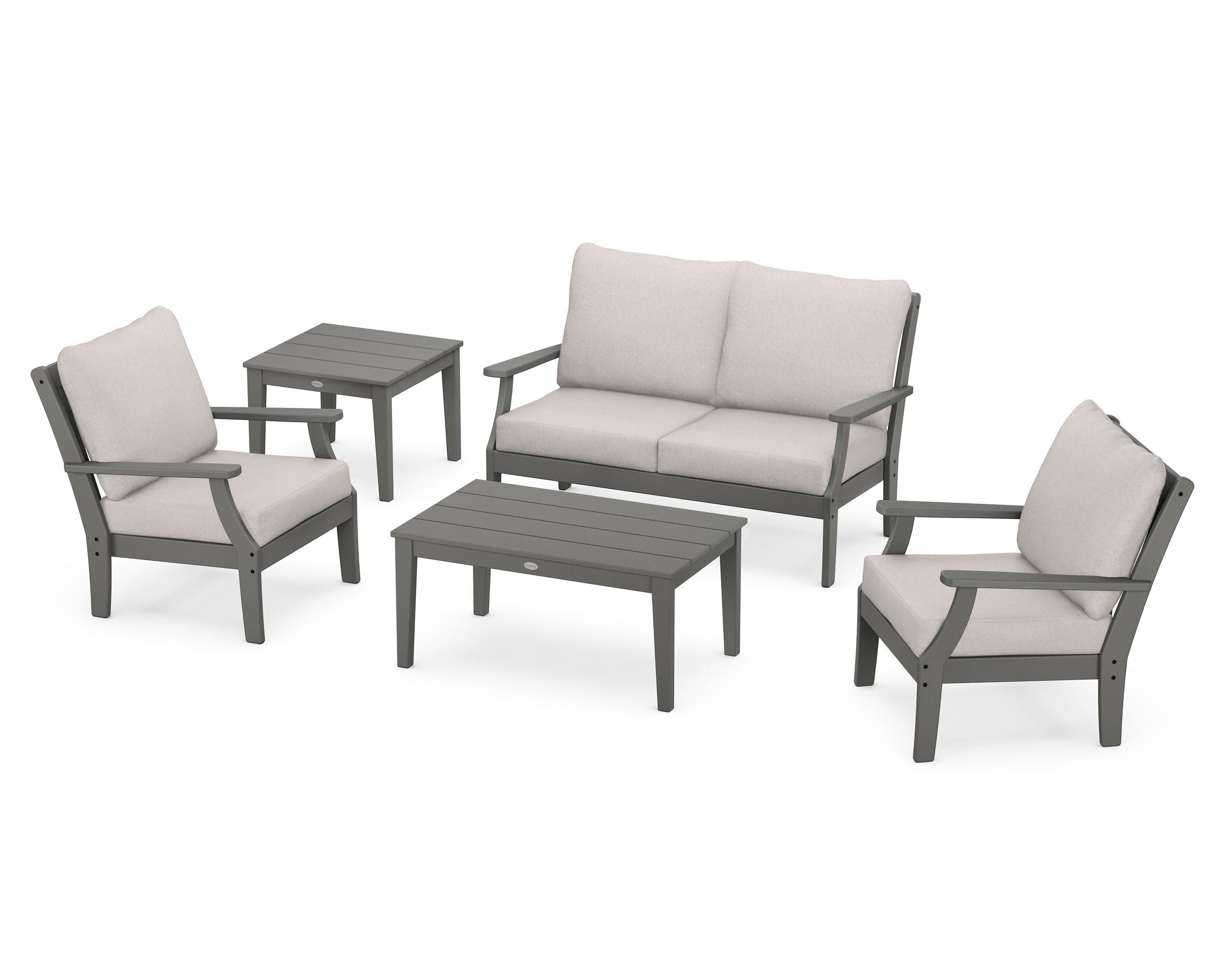 Braxton 5-Piece Deep Seating Set in Slate Grey / Dune Burlap