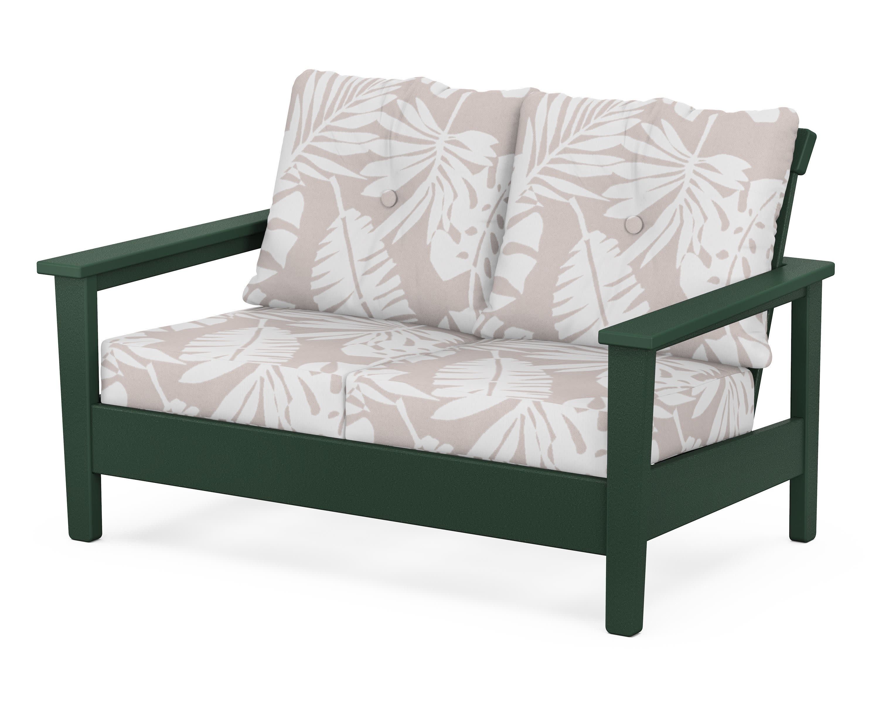 Prescott Deep Seating Loveseat in Green / Leaf Dune Burlap