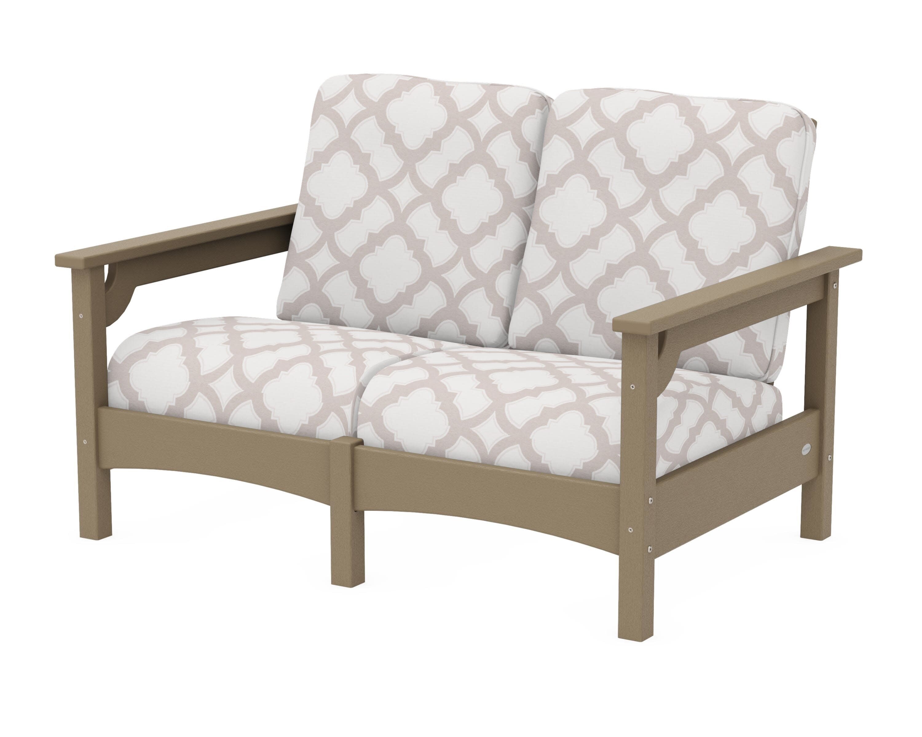 Club Loveseat in Vintage Sahara / Trellis Dune Burlap