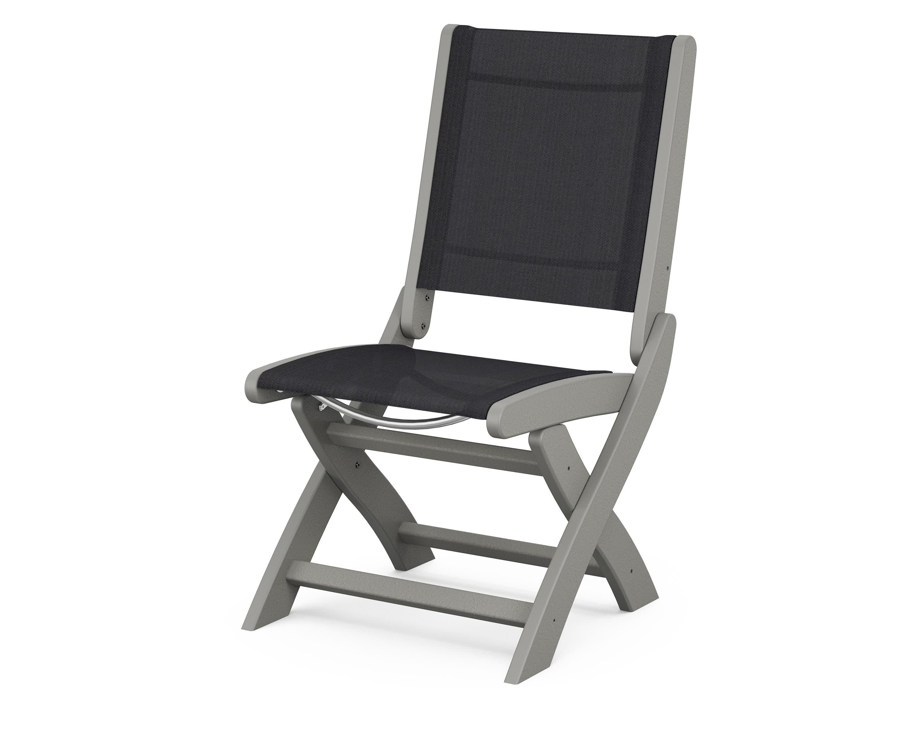 Coastal Folding Side Chair in Slate Grey / Black Sling