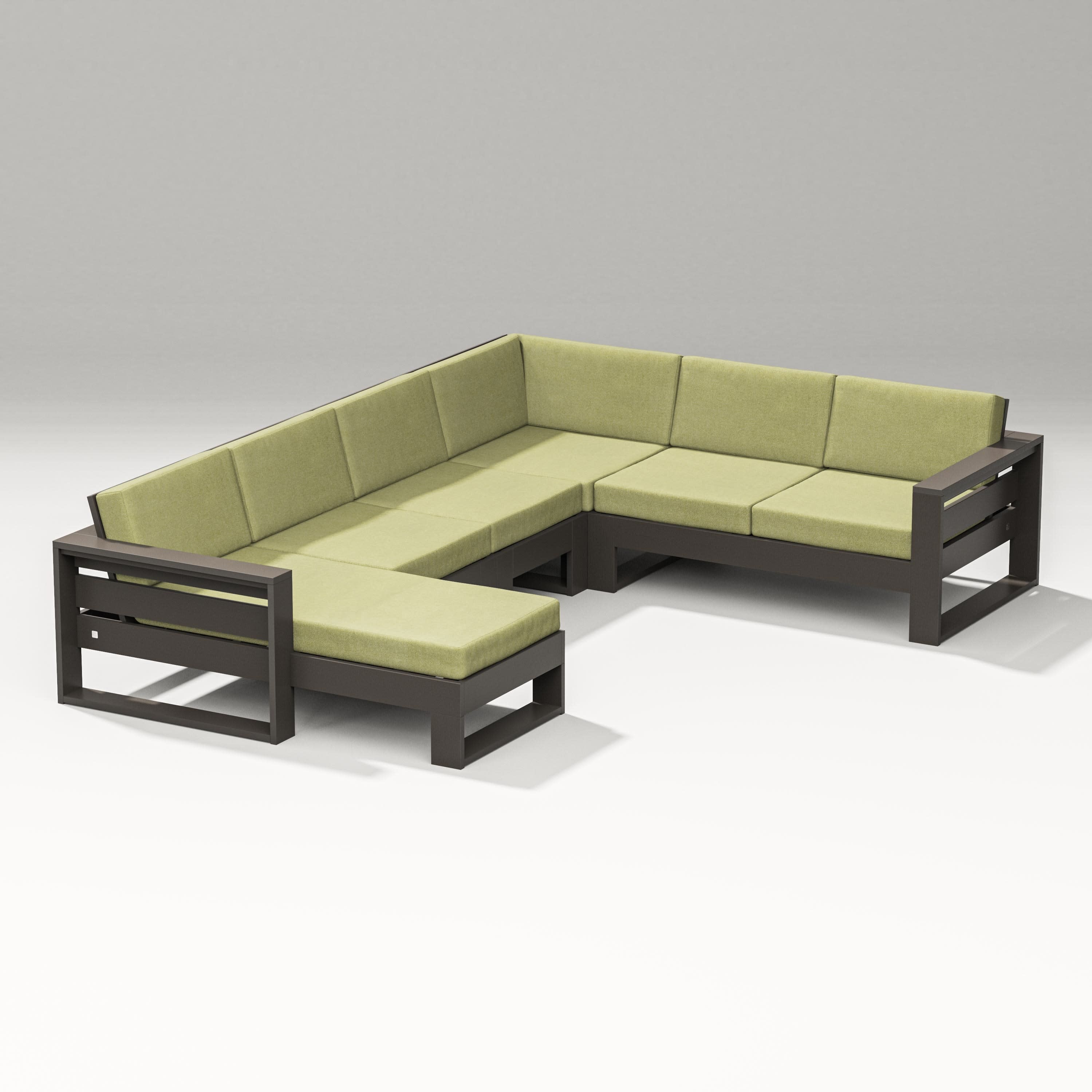 Latitude Corner Sectional with Left Chaise in Vintage Coffee / Chartreuse Boucle