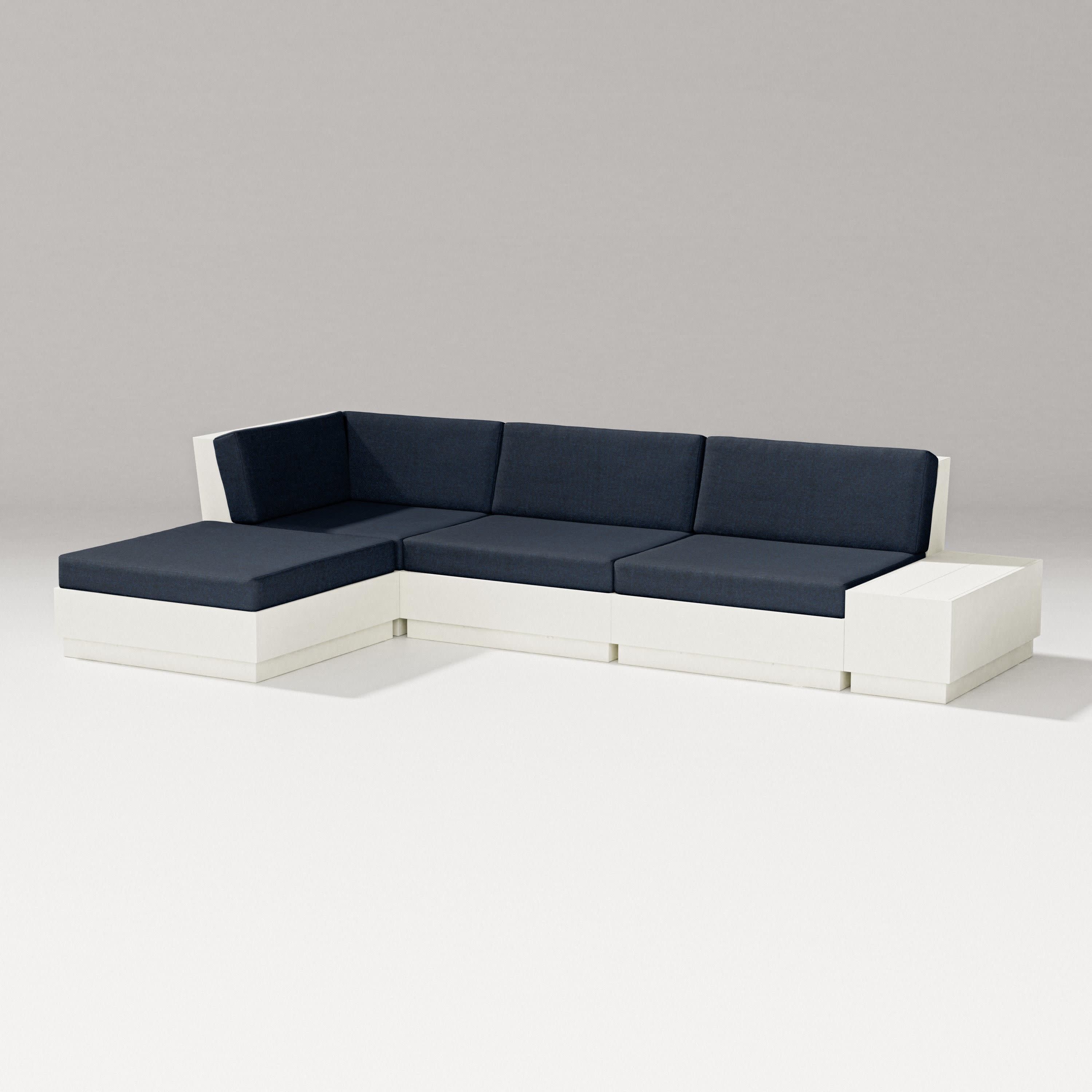 Elevate Chaise Sectional in Vintage White / Marine Indigo
