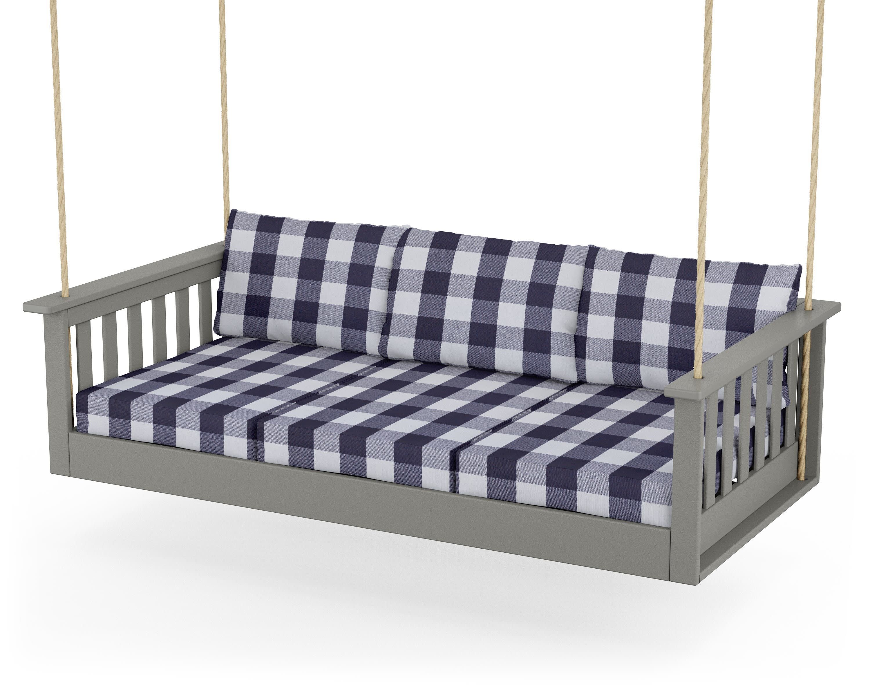 Vineyard Daybed Swing in Slate Grey / Buffalo Plaid Navy