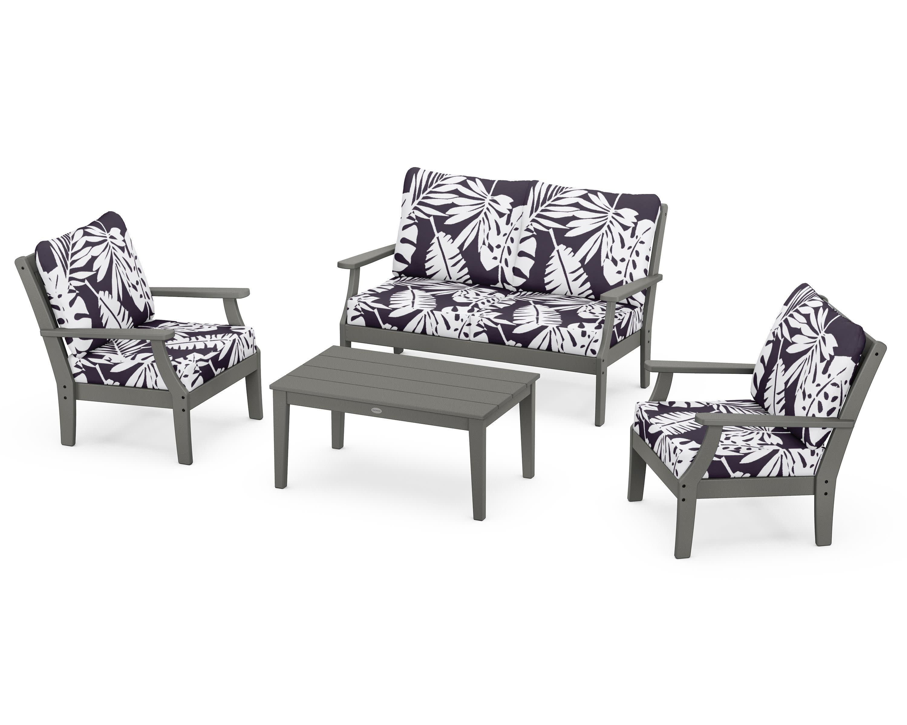 Braxton 4-Piece Deep Seating Chair Set in Slate Grey / Leaf Navy