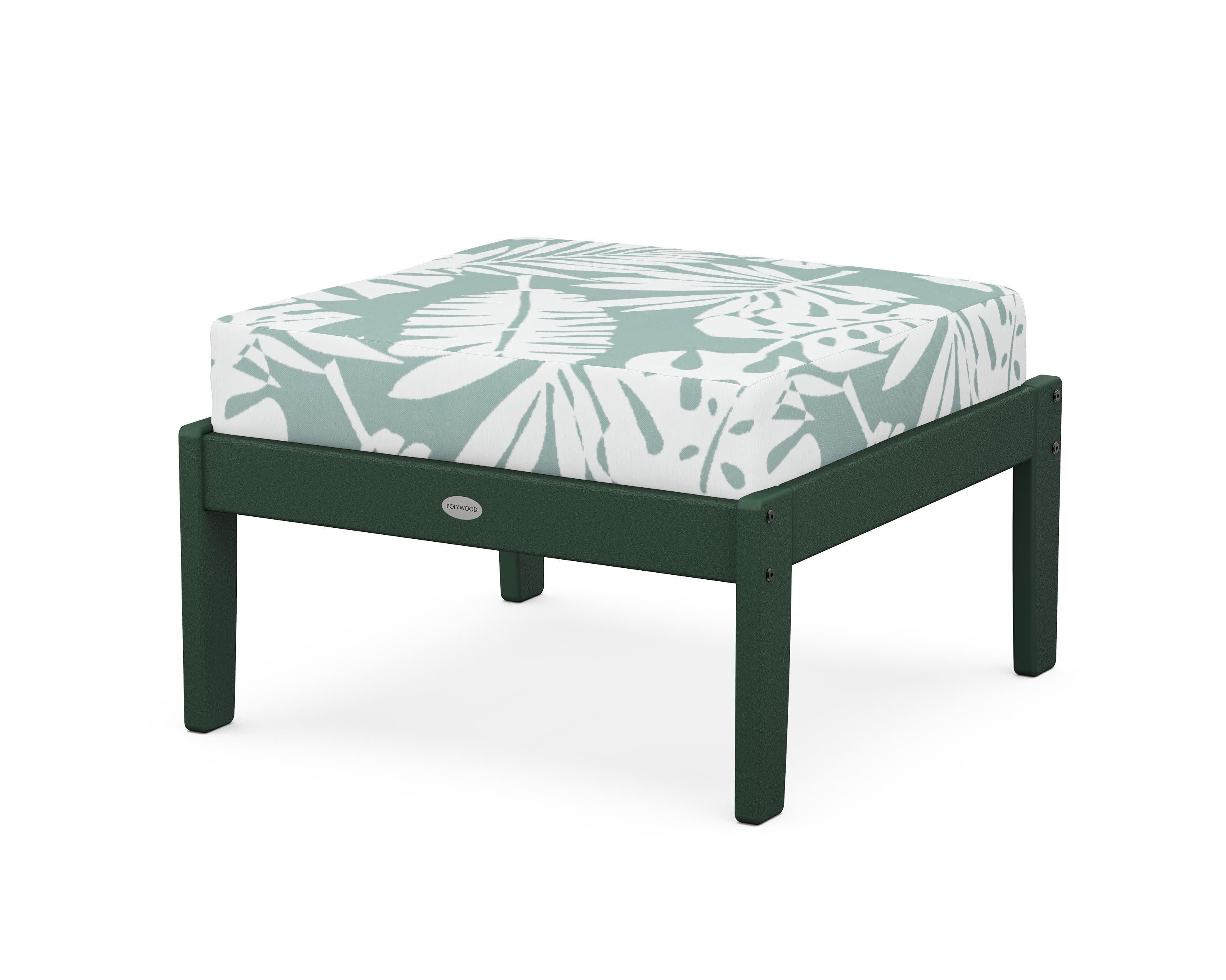Braxton Deep Seating Ottoman in Green / Leaf Glacier Spa