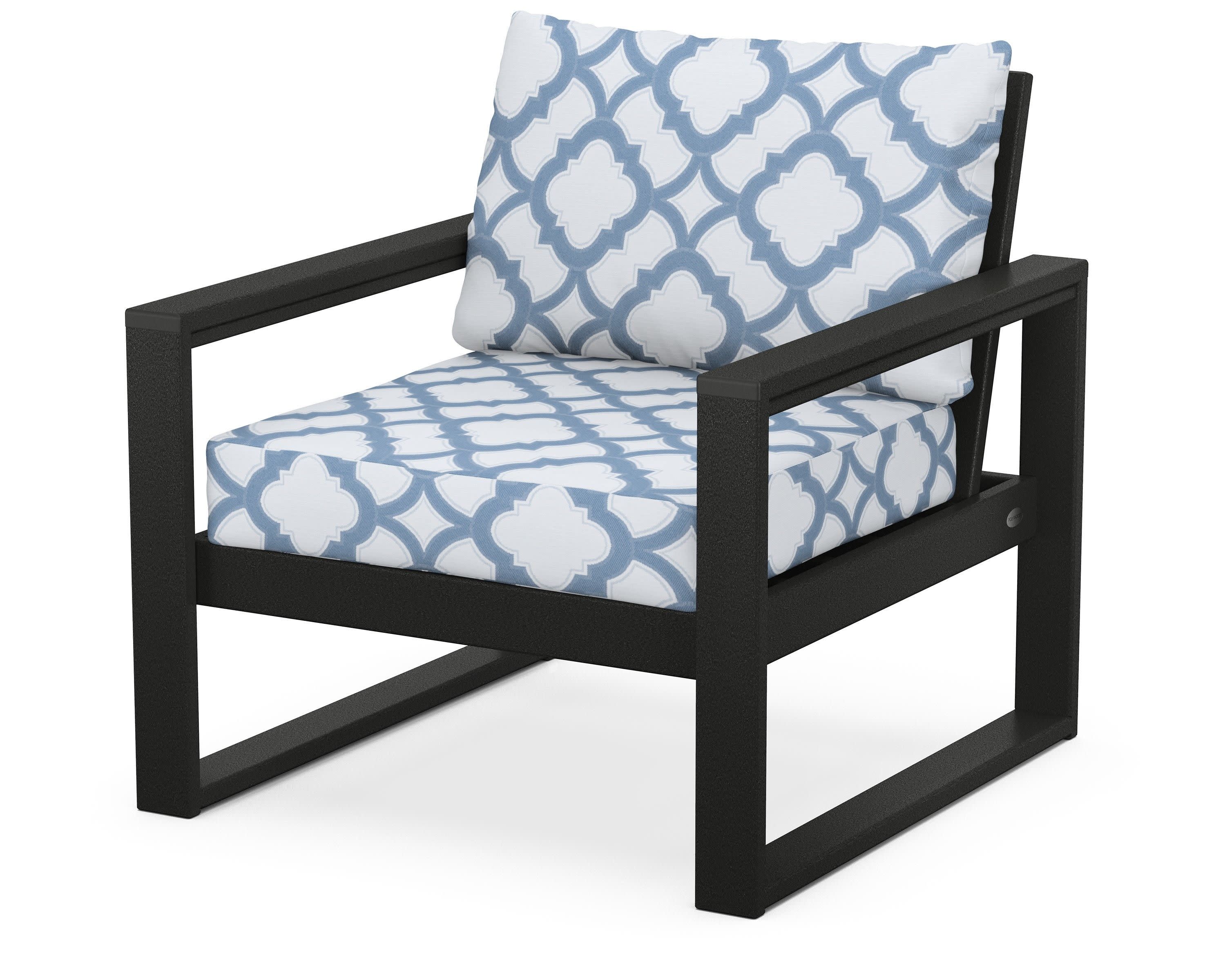 EDGE Club Chair in Black / Trellis Sky Blue