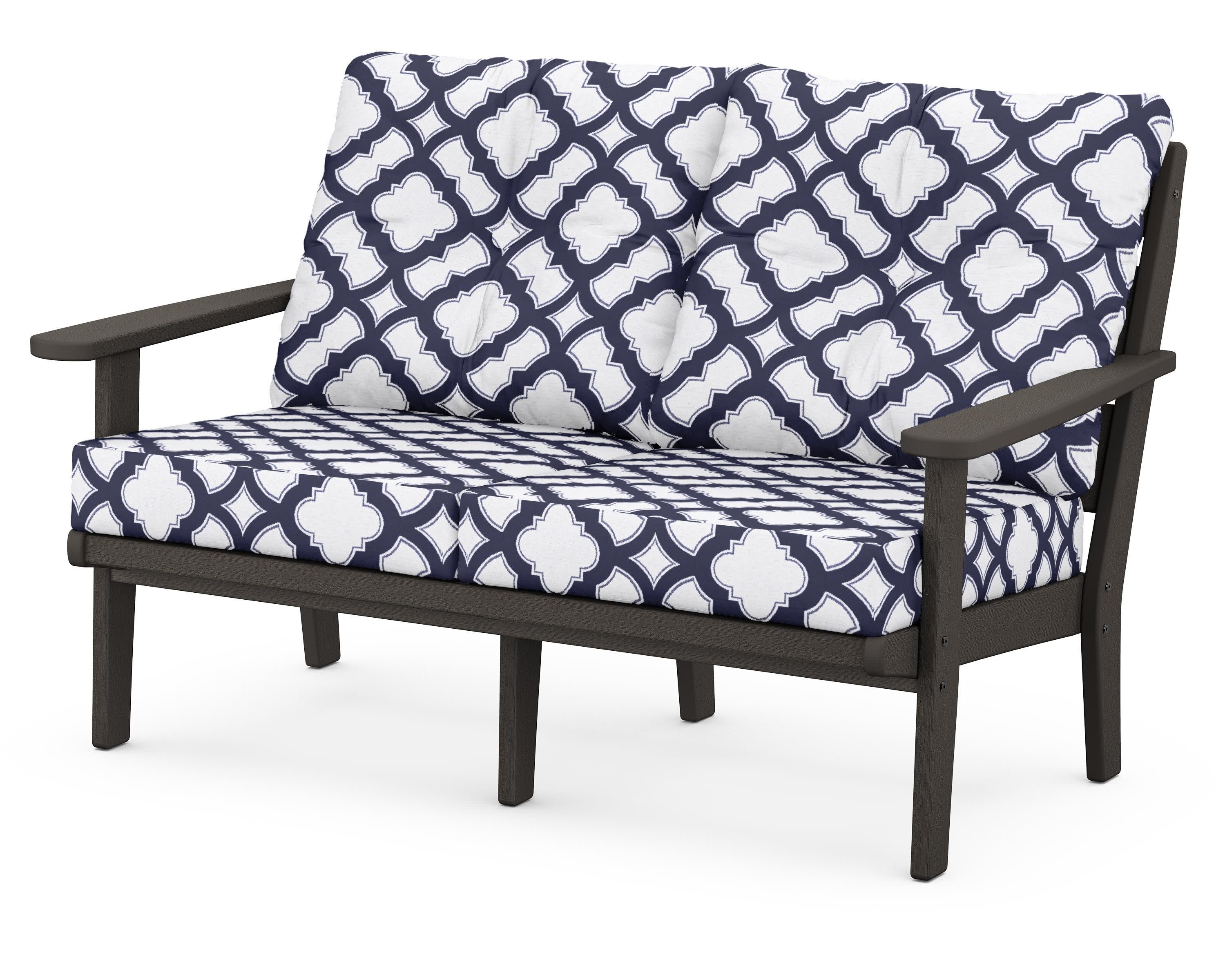 Lakeside Deep Seating Loveseat in Vintage Coffee / Trellis Navy