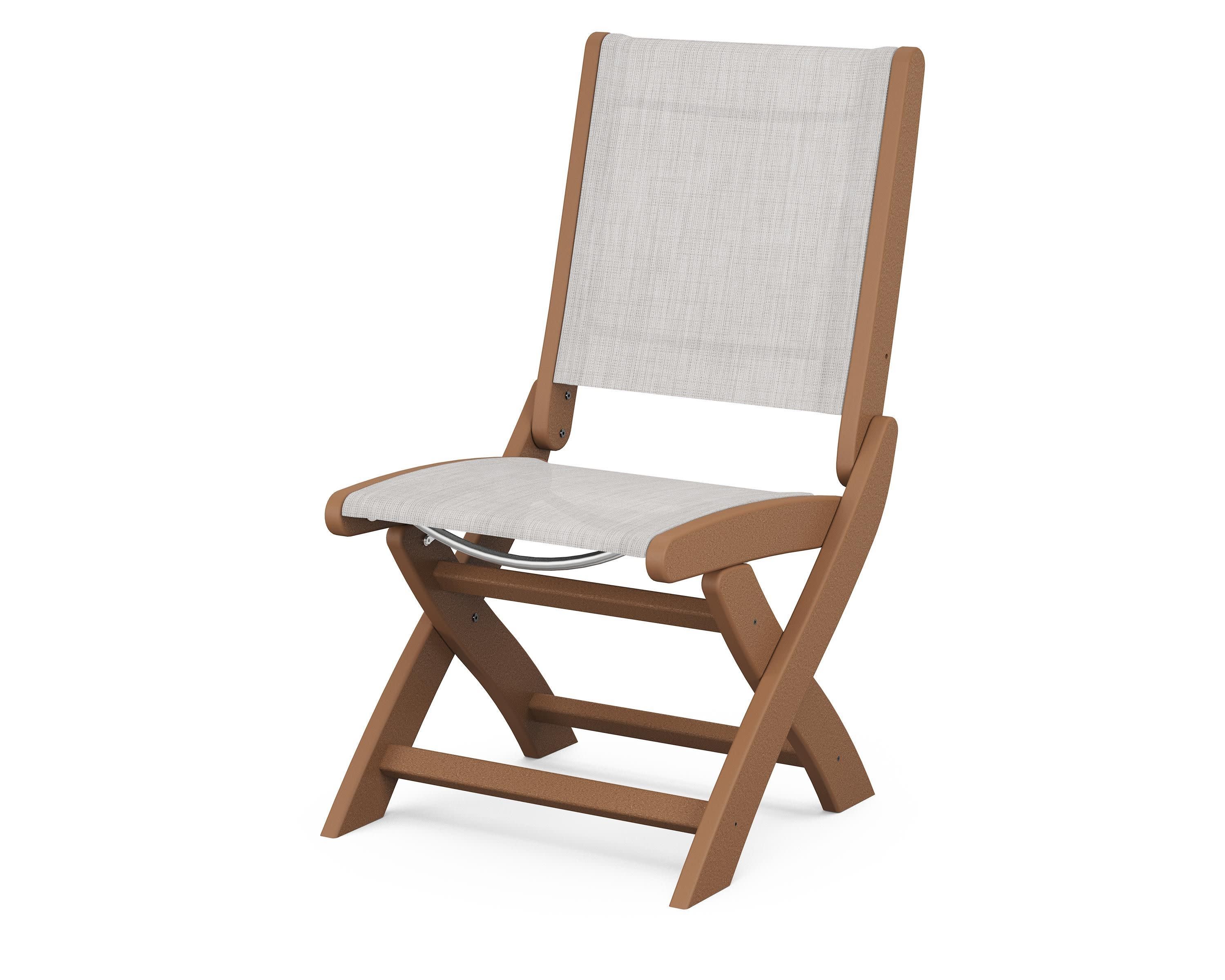 Coastal Folding Side Chair in Teak / Parchment Sling