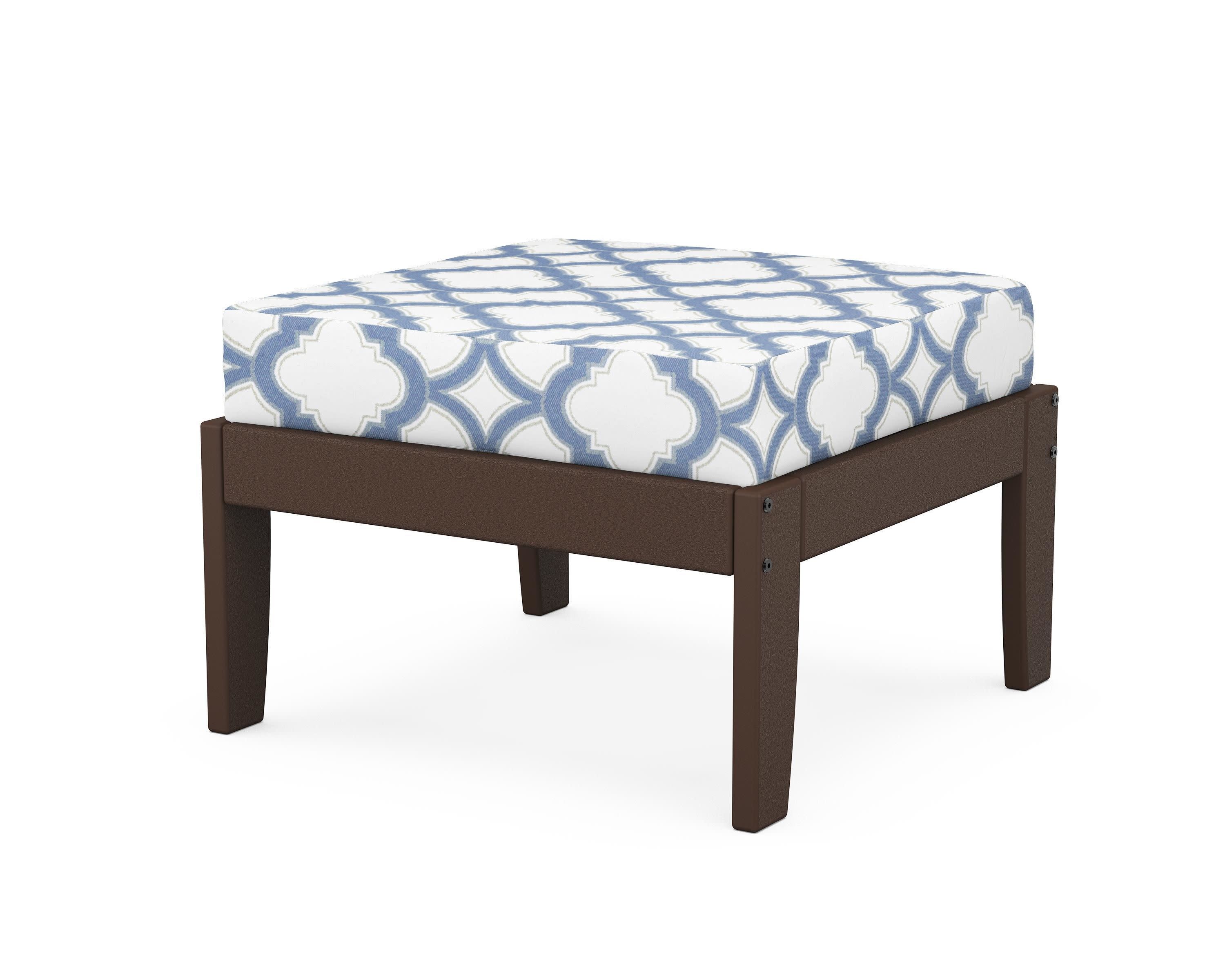 Modular Ottoman - Classic in Mahogany / Trellis Sky Blue