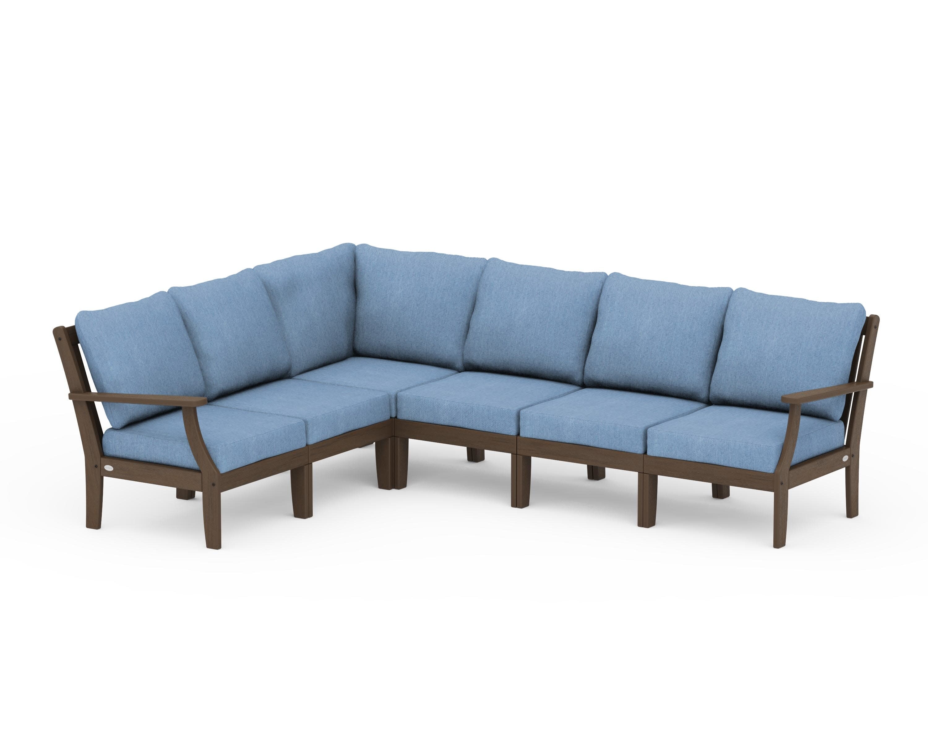 Braxton Modular 6-Piece Deep Seating Set in Kona / Sky Blue