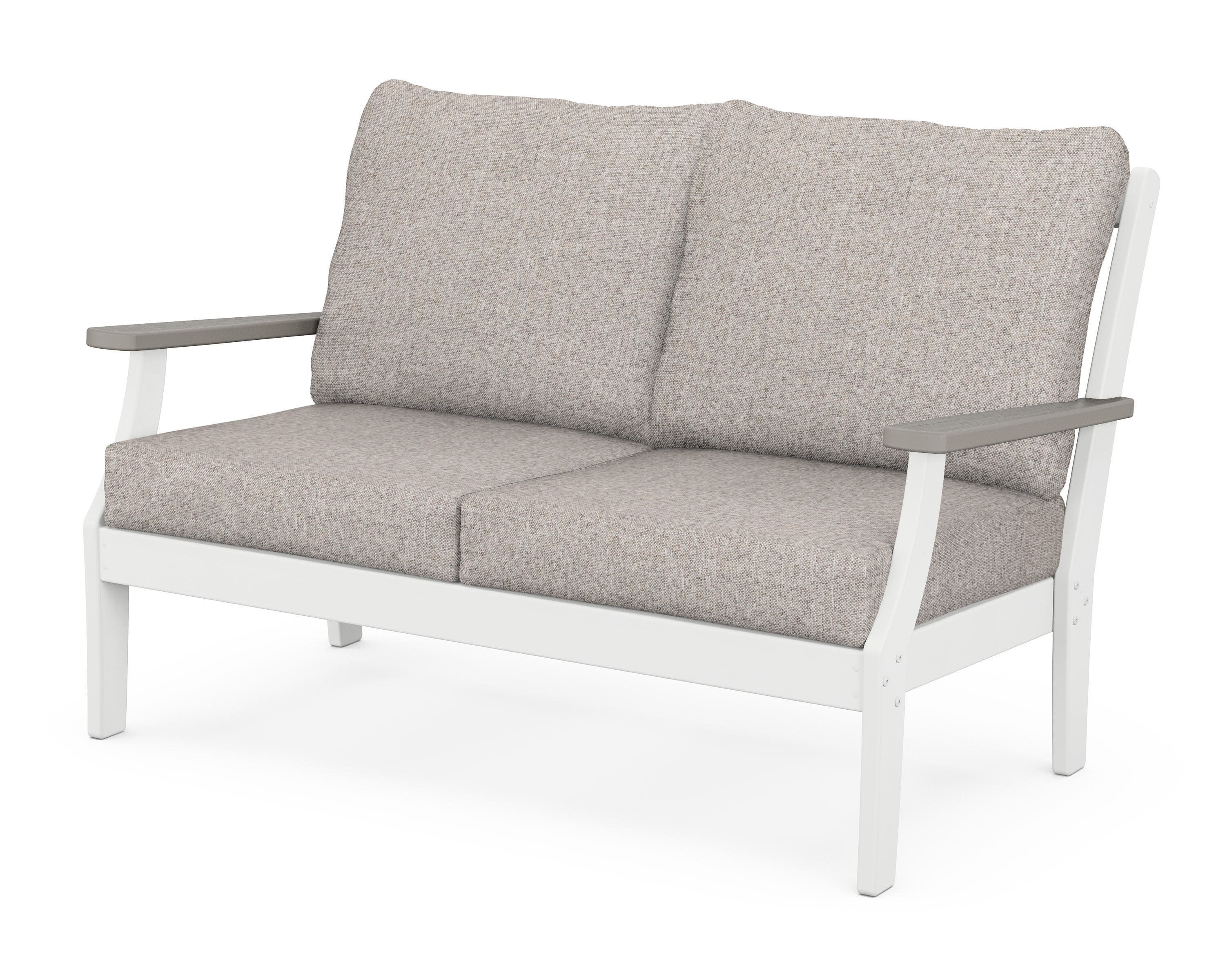 Braxton Deep Seating Loveseat in White / Driftwood / Weathered Tweed