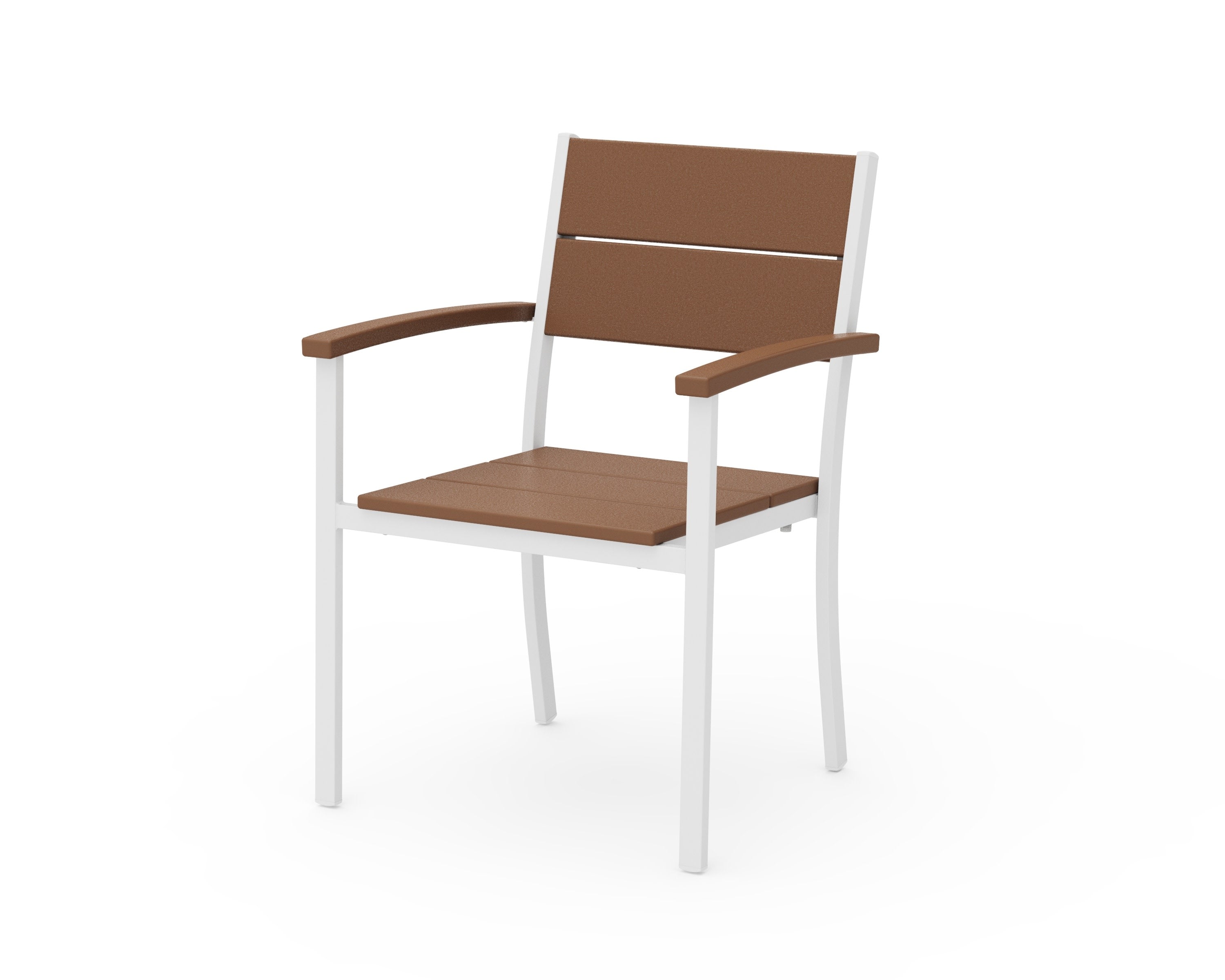 Main Street Stacking Dining Arm Chair in White / Teak